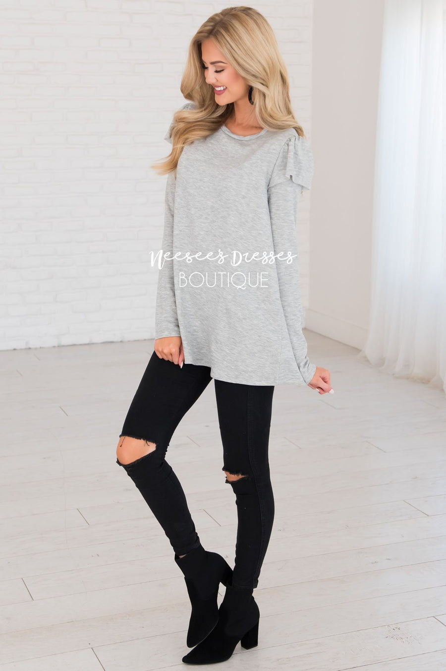 You're So Beautiful Ruffle Sleeve Top Modest Dresses vendor-unknown 