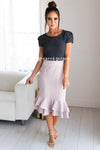 Striped Asymmetric Ruffle Hem Pencil Skirt Skirts vendor-unknown