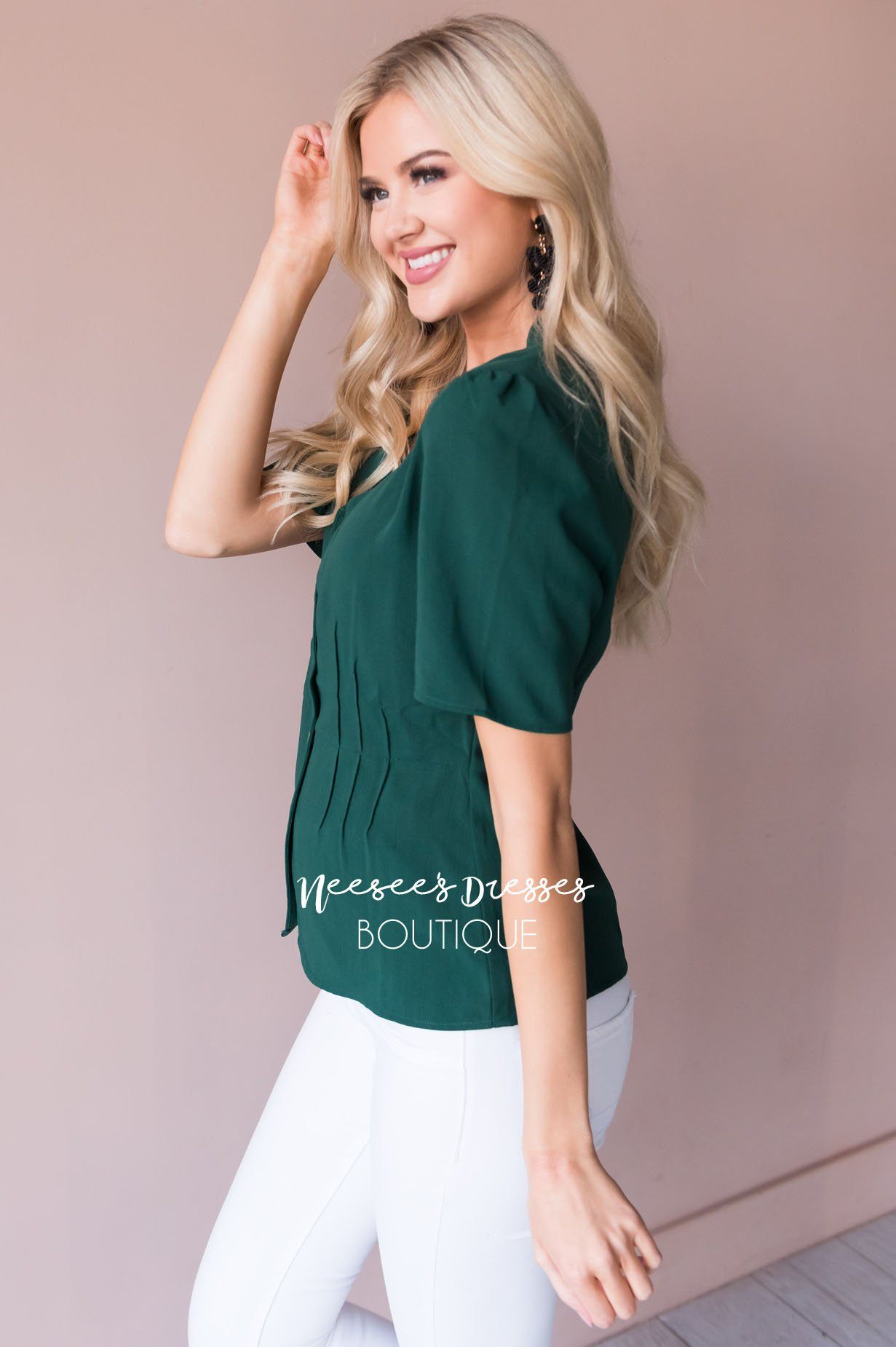 Classic Peplum Modest Blouse Tops vendor-unknown