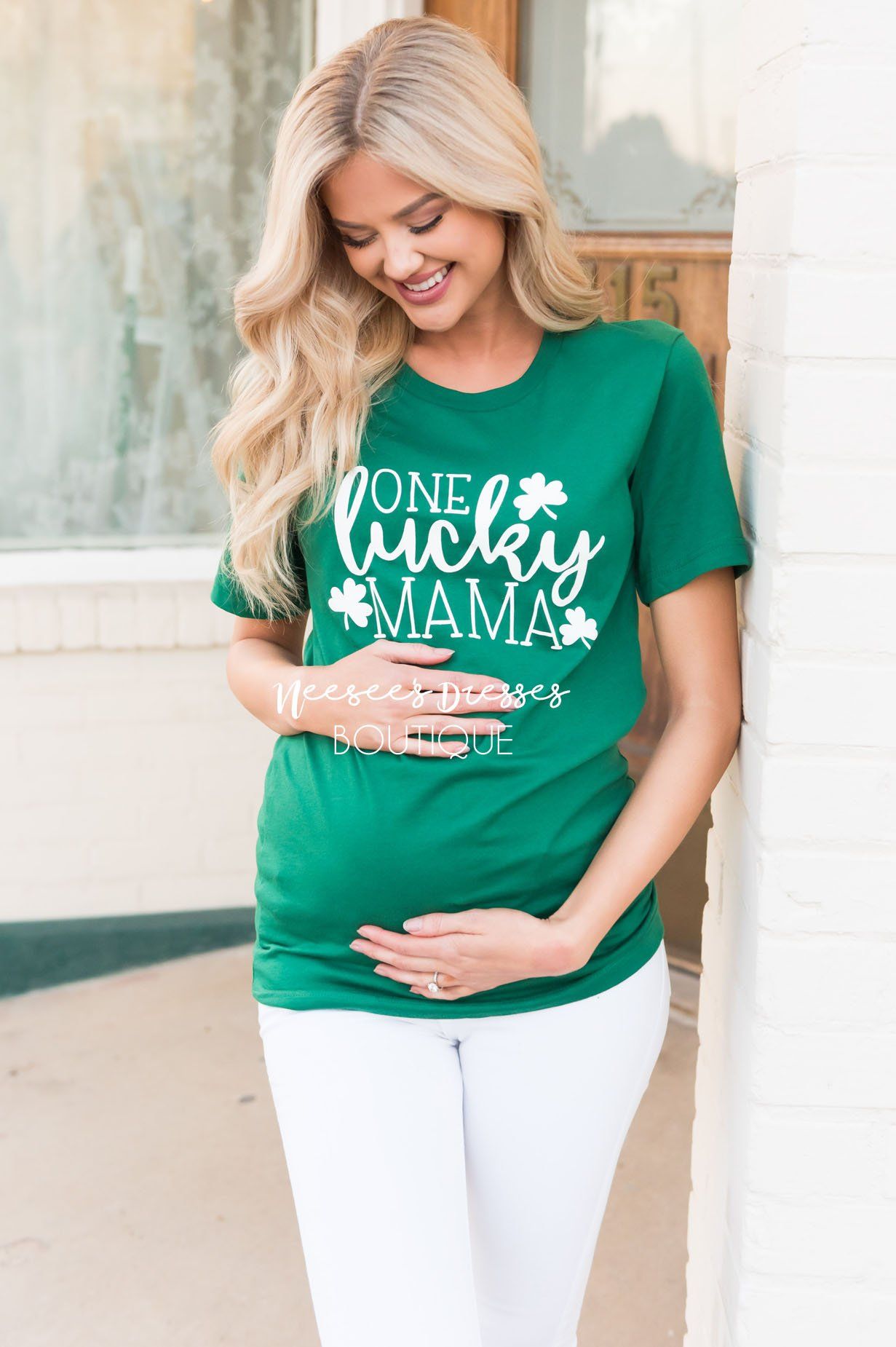 One Lucky Mama Modest Tee Tops vendor-unknown