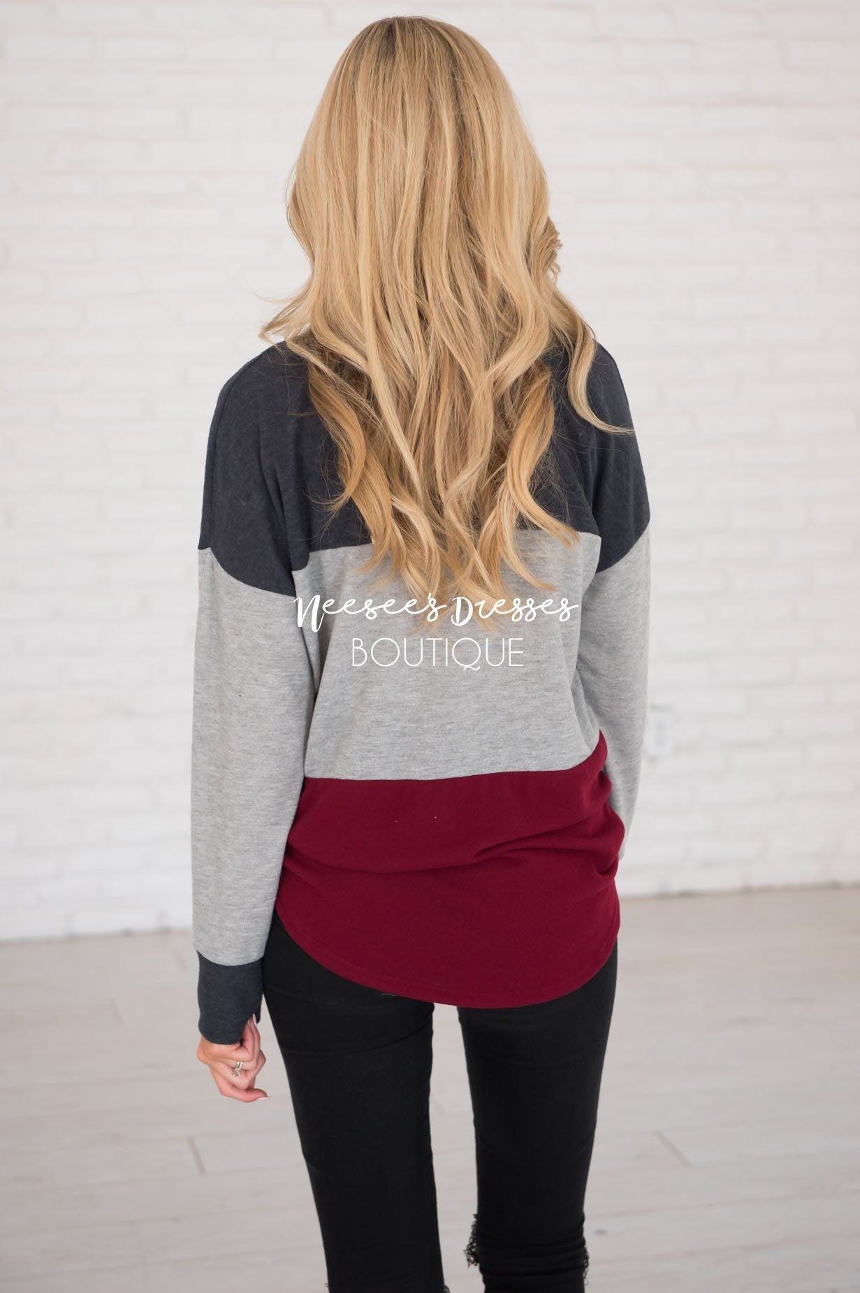 Darling Be Mine Color Block Sweater Modest Dresses vendor-unknown