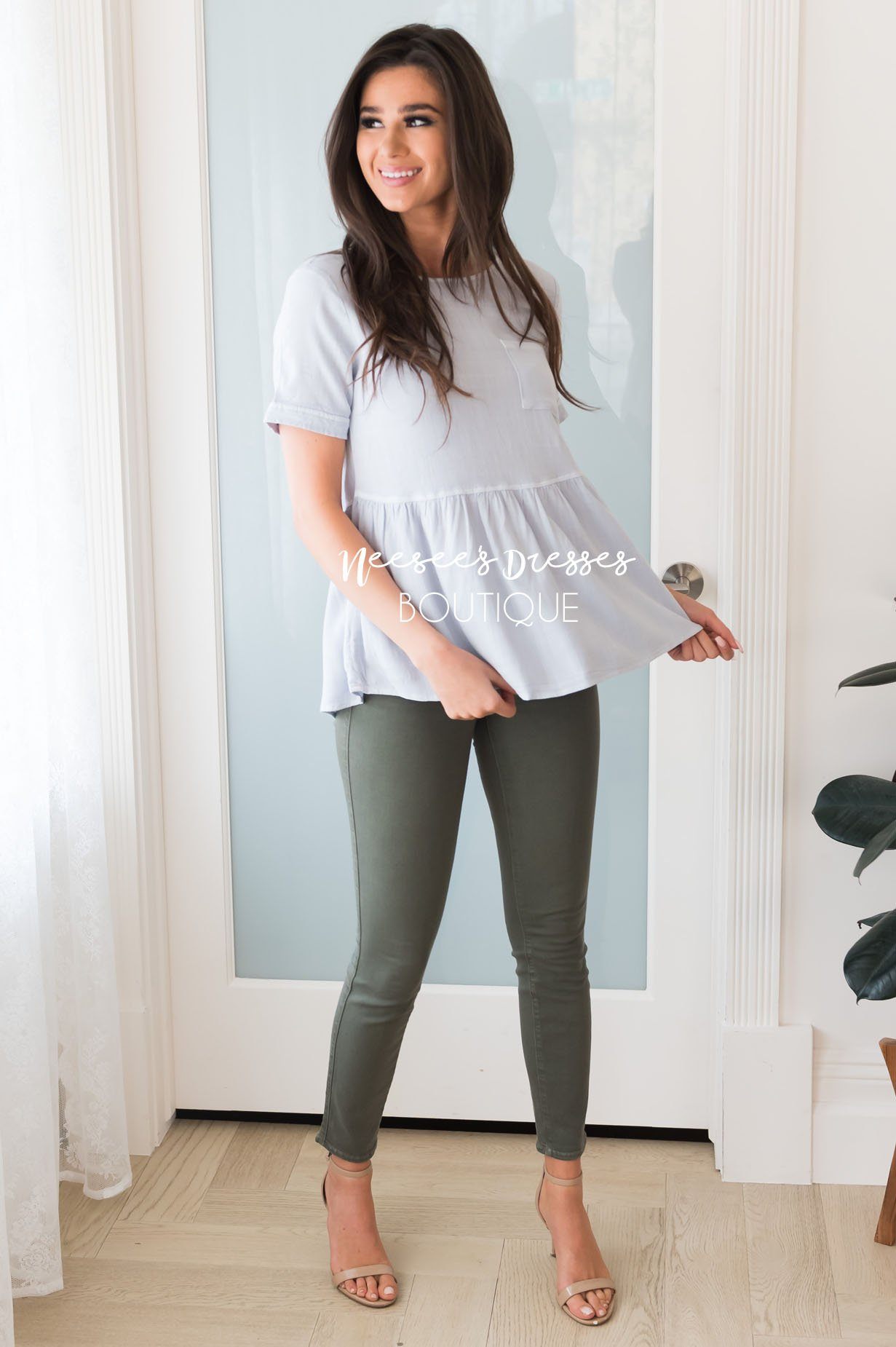 Got A Hold On You Modest Peplum Blouse Tops vendor-unknown