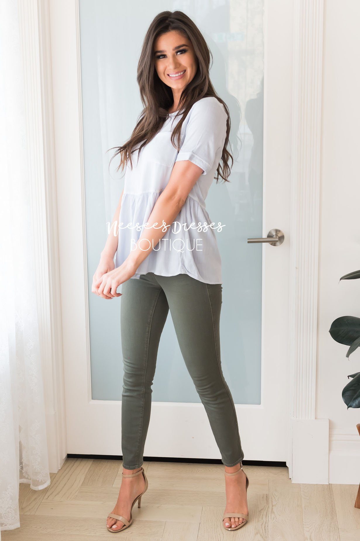 Got A Hold On You Modest Peplum Blouse Tops vendor-unknown