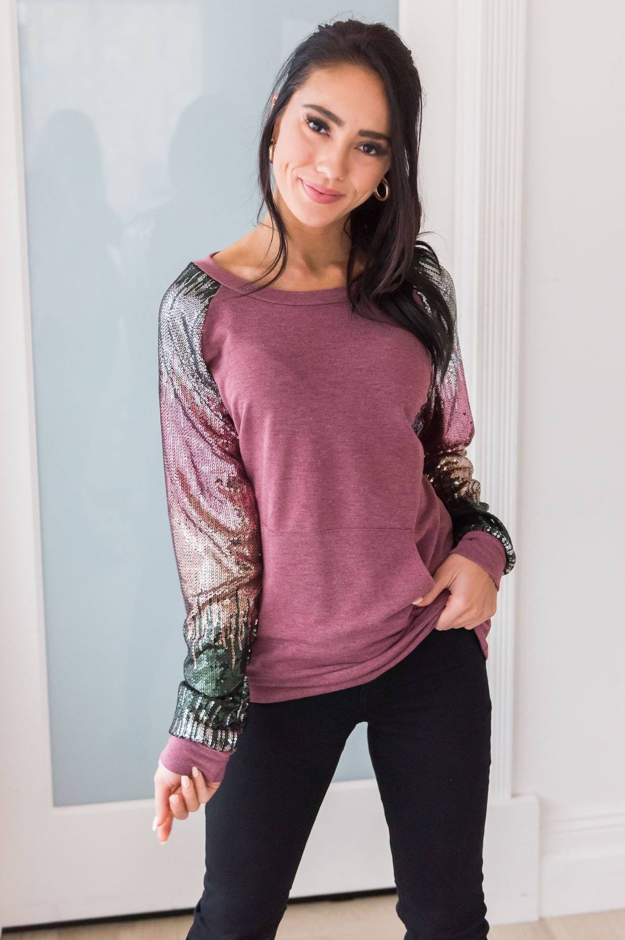 Layered In Happiness Modest Sweatshirt Modest Dresses vendor-unknown