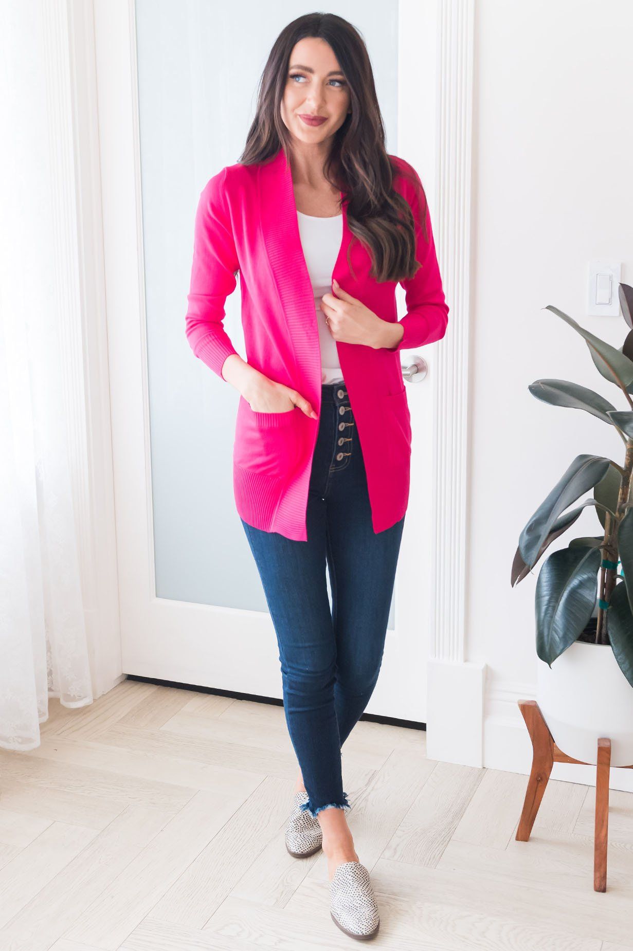 Long Distance Modest Pocket Cardigan Tops vendor-unknown