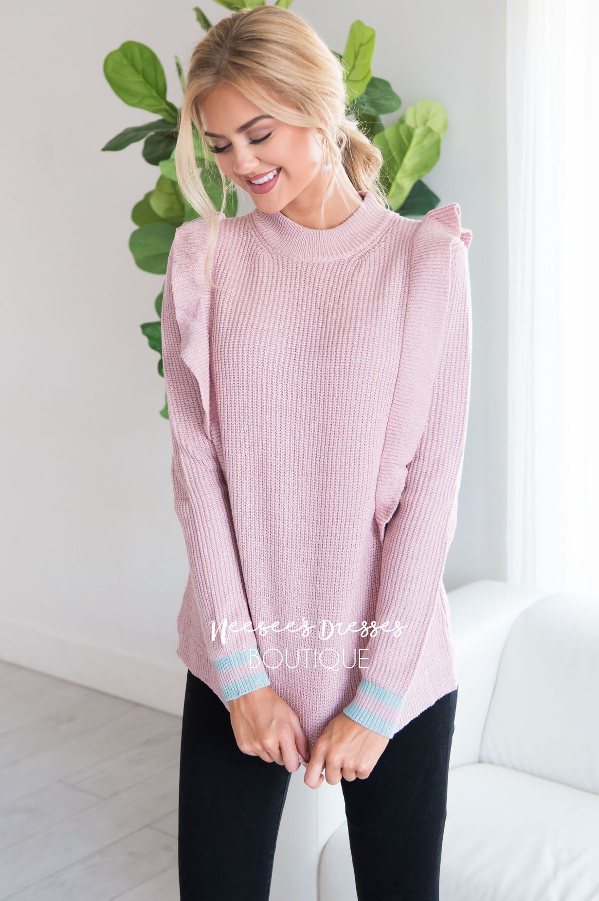 It's All About The Ruffles Sweater Modest Dresses vendor-unknown