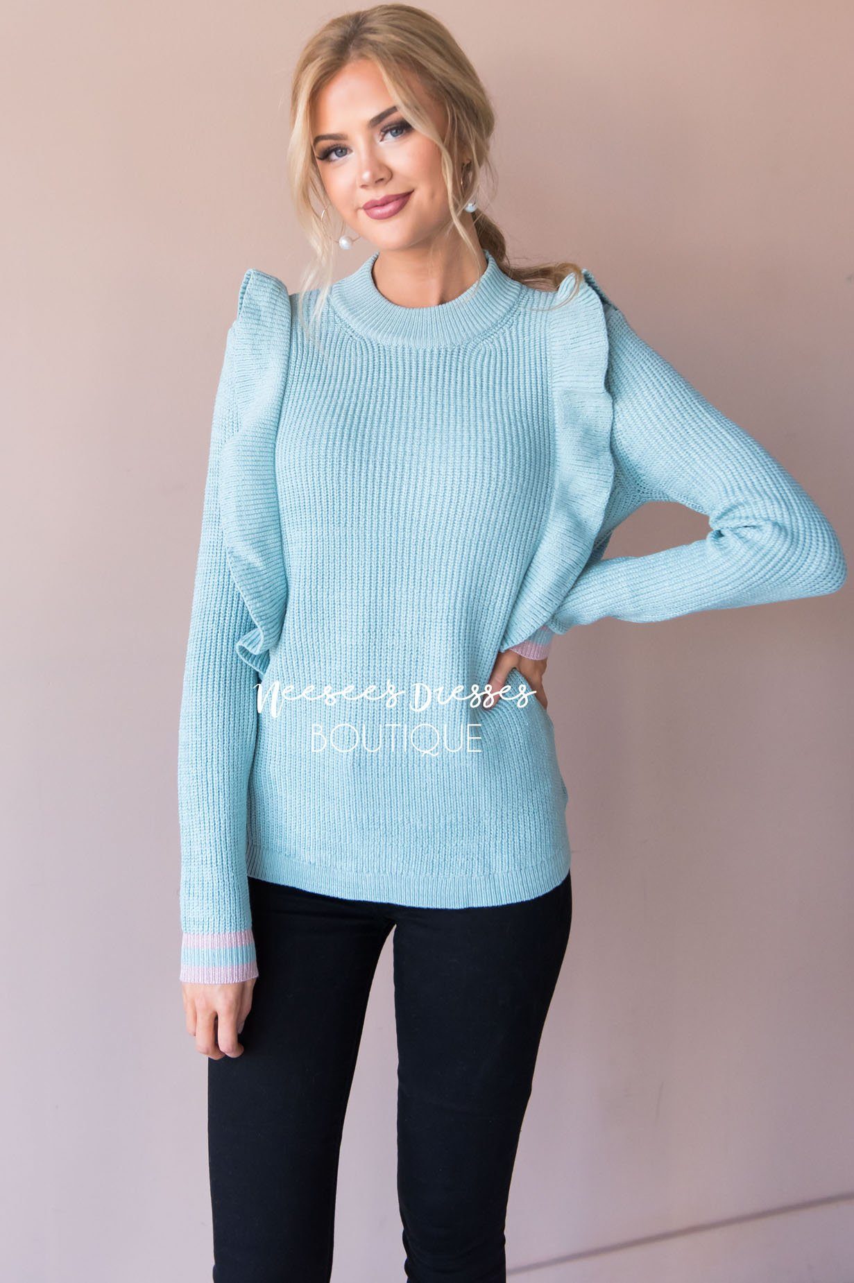 It's All About The Ruffles Sweater Modest Dresses vendor-unknown