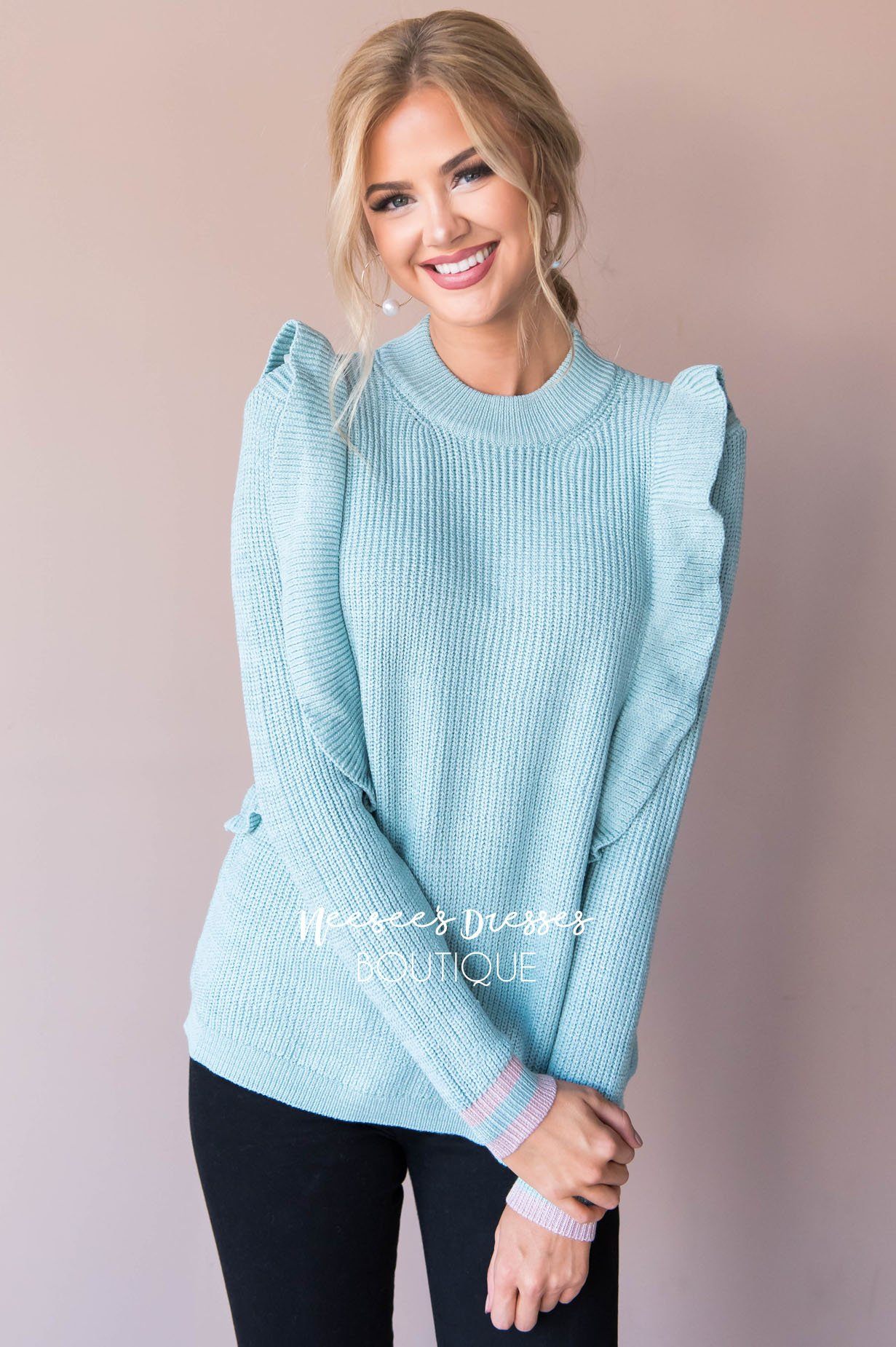 It's All About The Ruffles Sweater Modest Dresses vendor-unknown