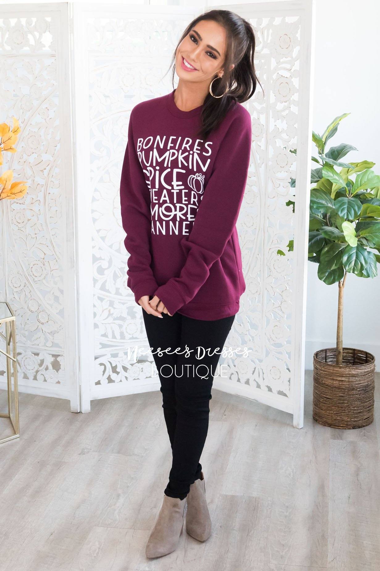 It's All About Fall Modest Sweatshirt Modest Dresses vendor-unknown