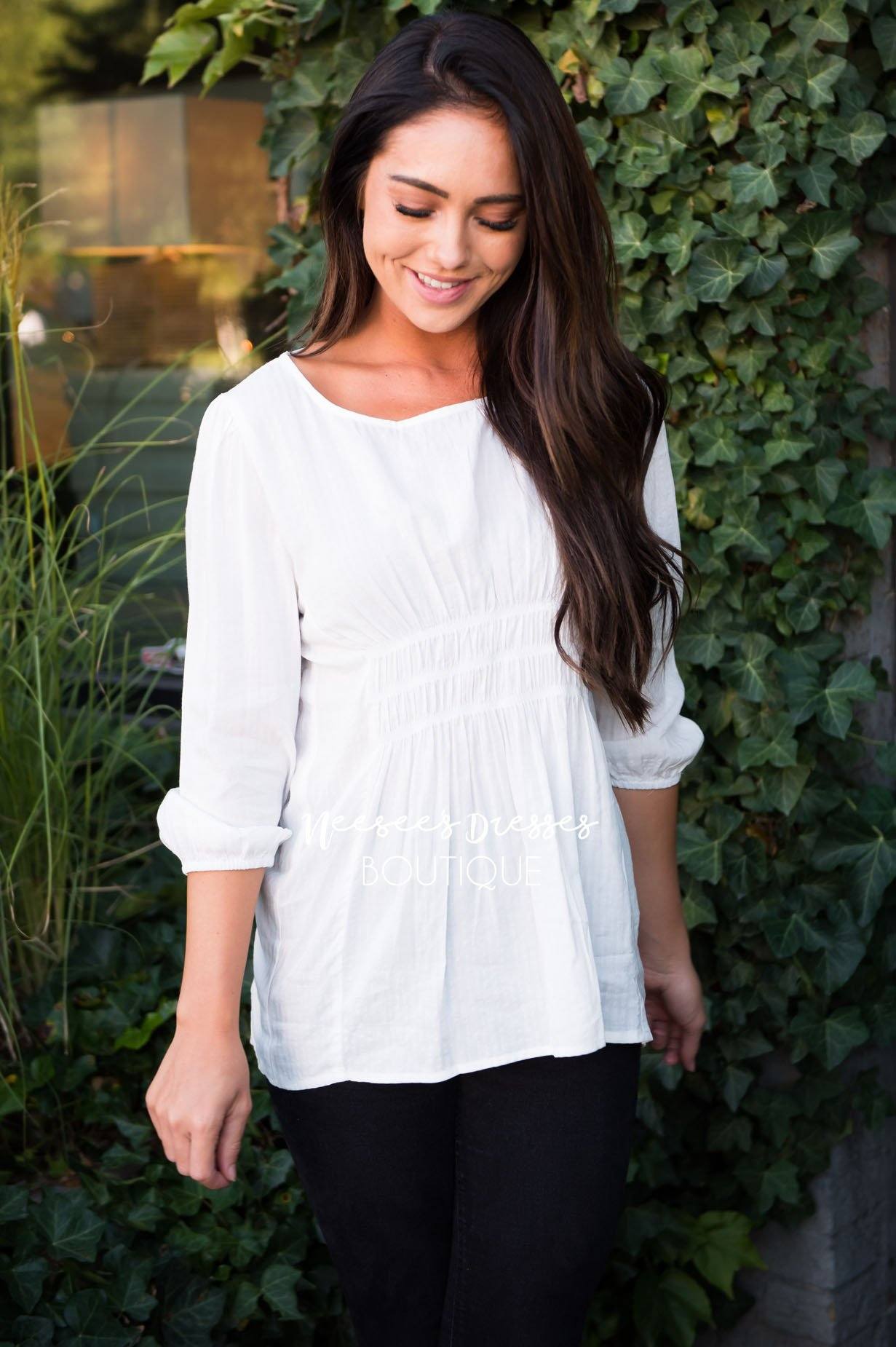 Just Keep Smiling Top Modest Dresses vendor-unknown