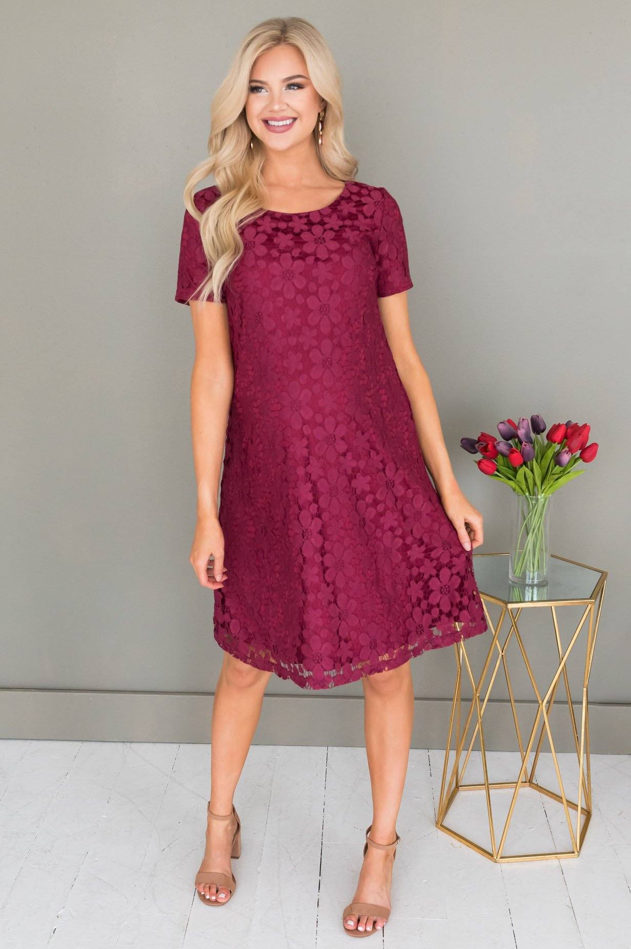 The Kennedy Lace Shift Dress Modest Dresses vendor-unknown