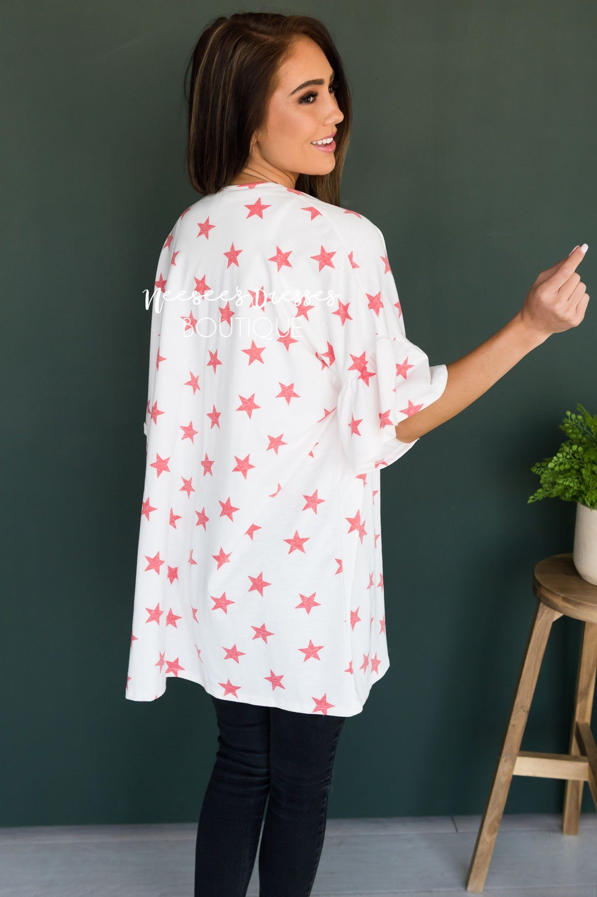 Star Spangled Modest Kimono Tops vendor-unknown
