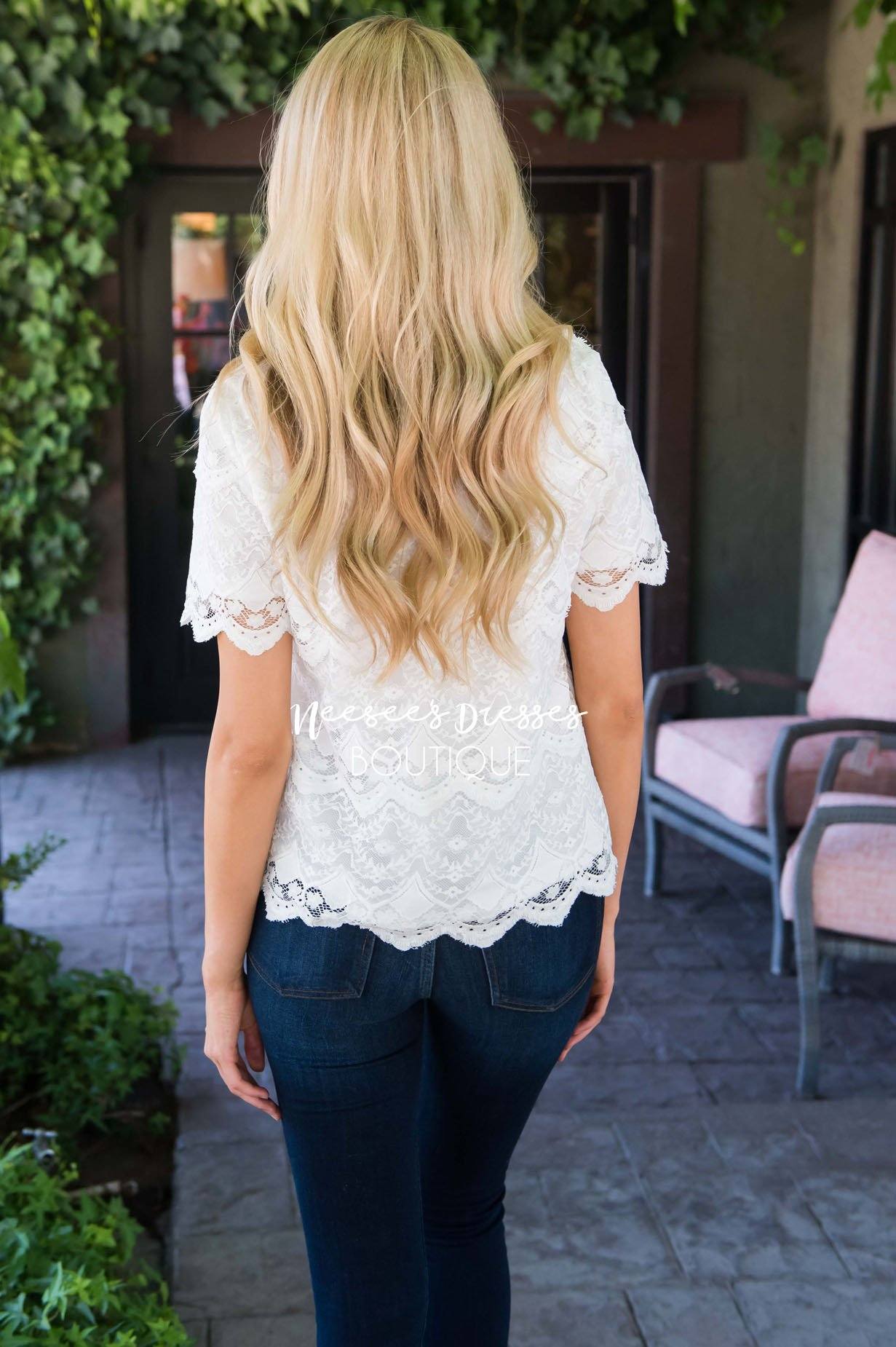 A Delicate Statement Lace Top Modest Dresses vendor-unknown
