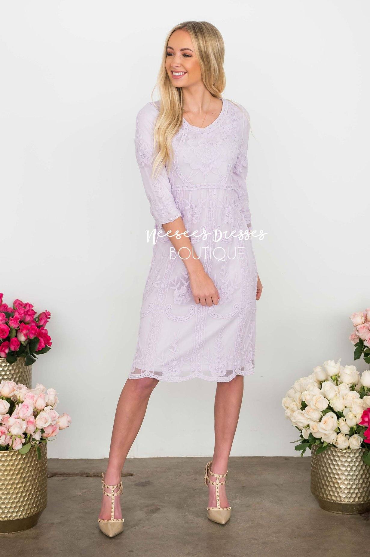 Day Dreamer Lace Dress in Lavender Modest Dresses vendor-unknown
