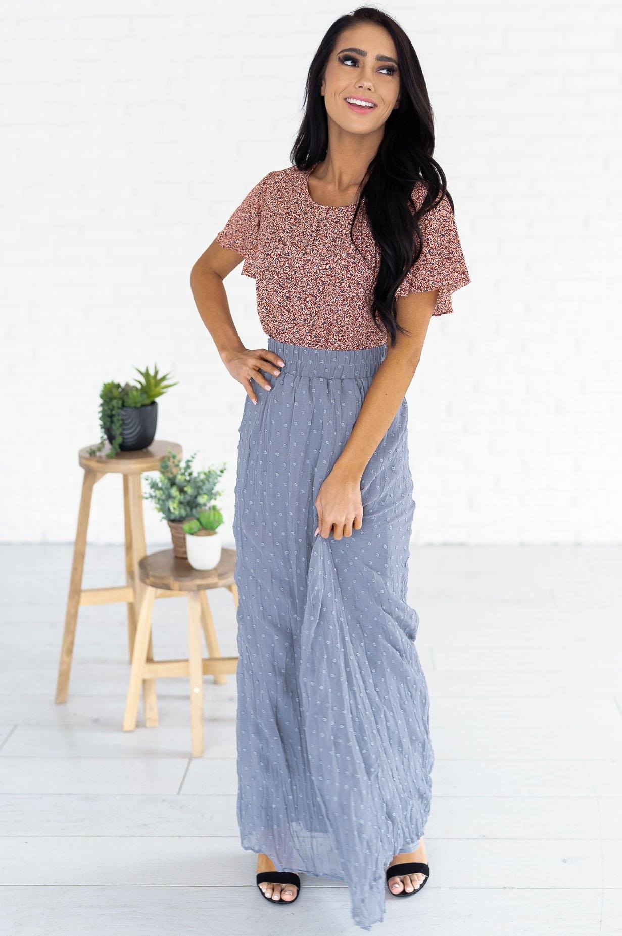 Spring Garden Swiss Dot Skirt Modest Dresses vendor-unknown