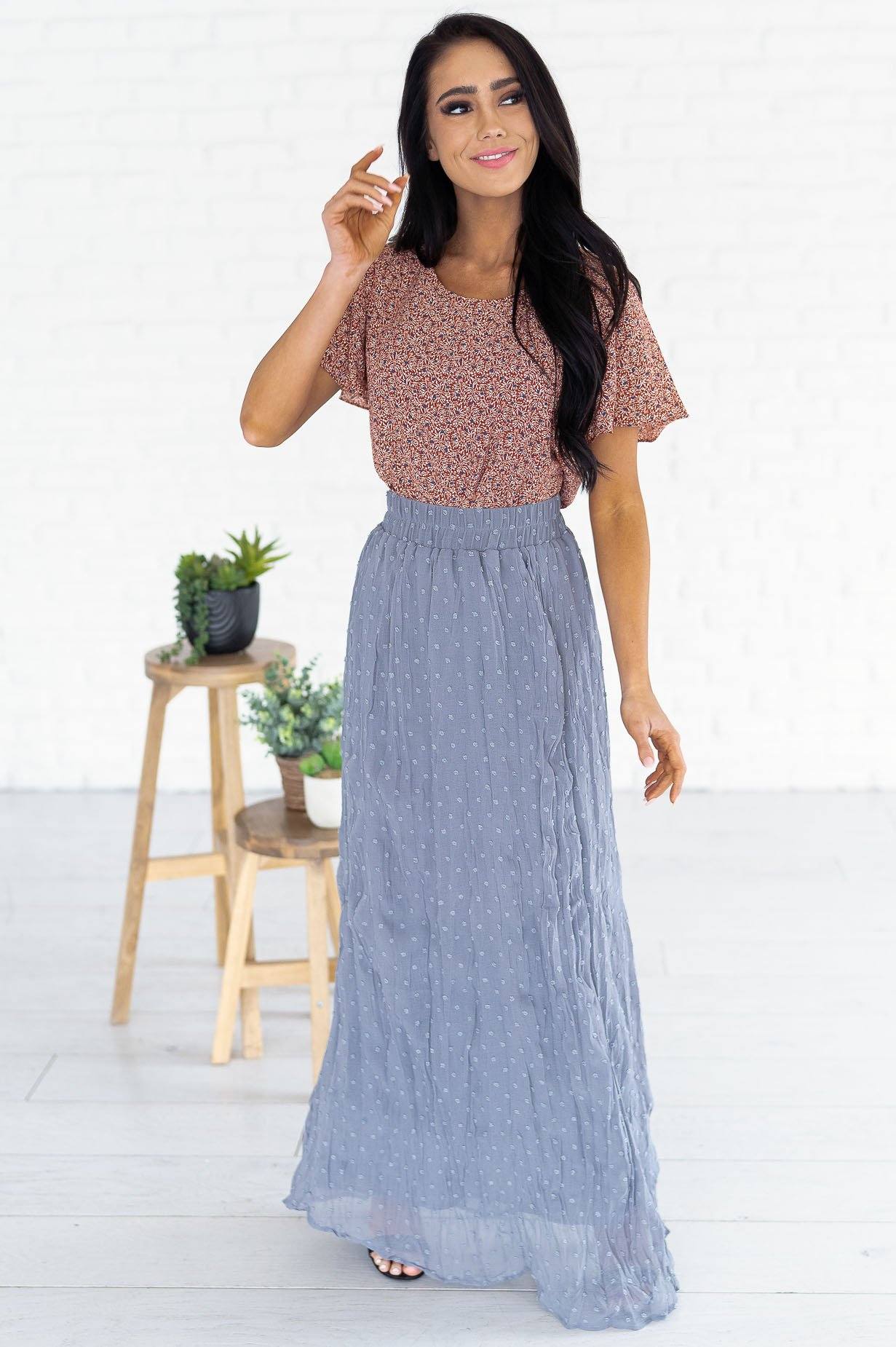 Spring Garden Swiss Dot Skirt Modest Dresses vendor-unknown