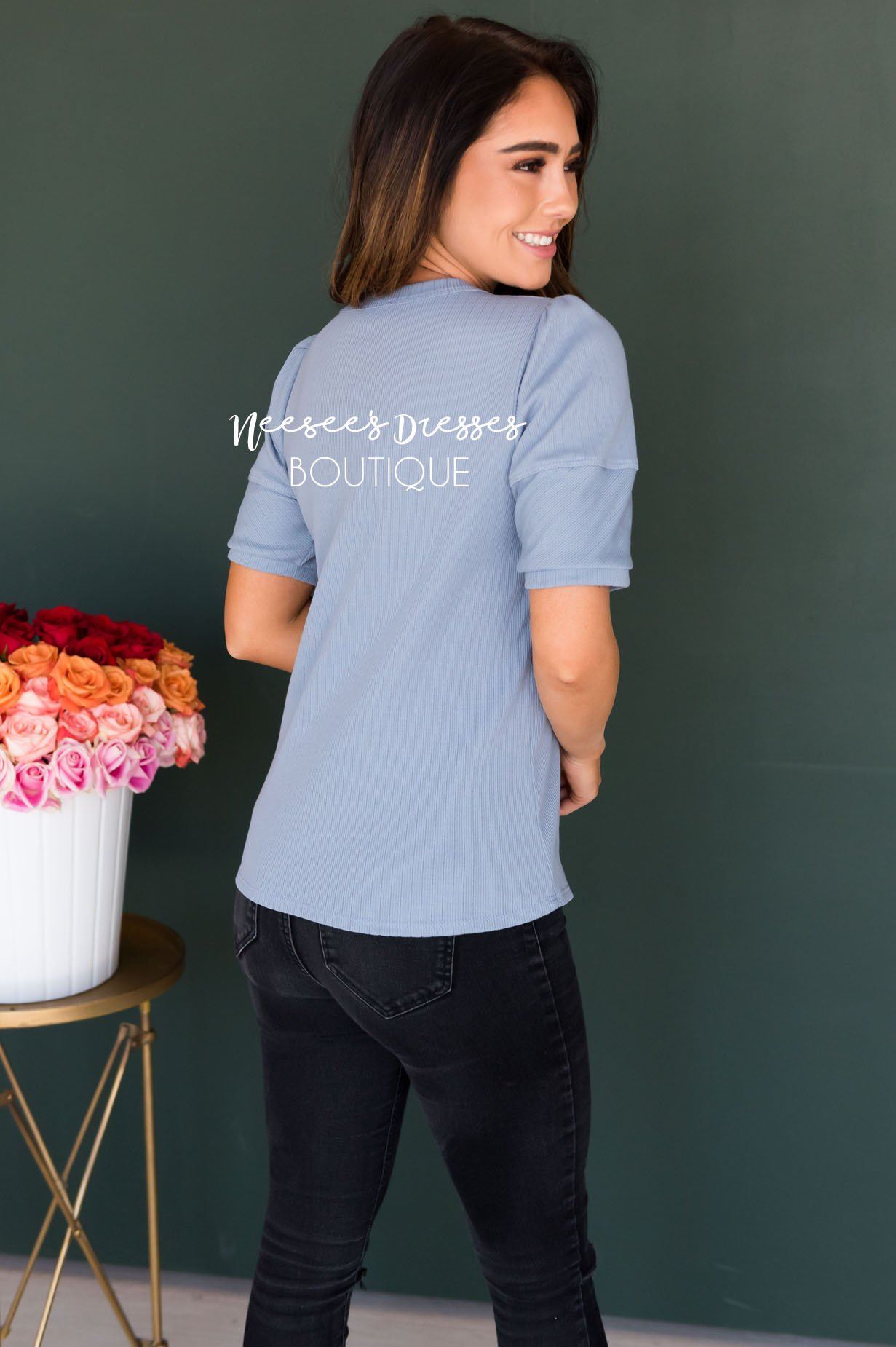 Let it Be Cuff Sleeve Top Tops vendor-unknown