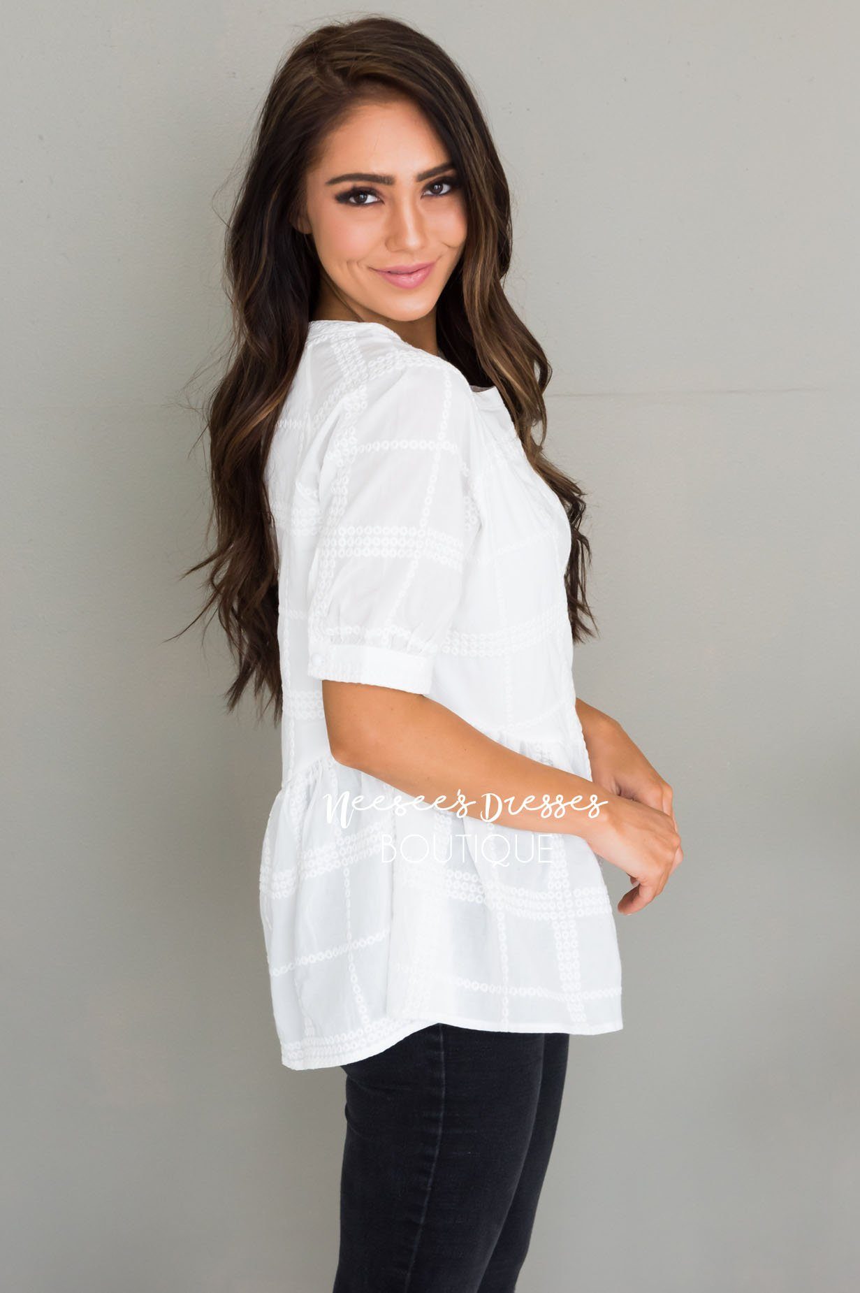 Light My Way Modest Peplum Blouse Tops vendor-unknown