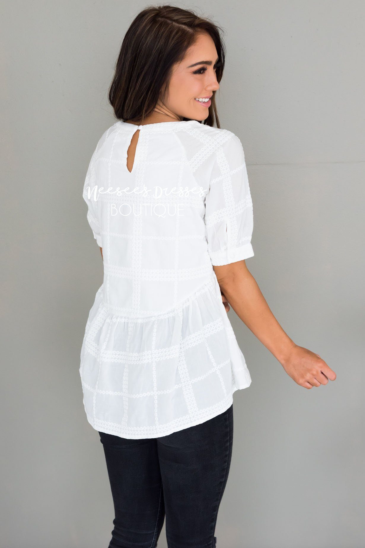 Light My Way Modest Peplum Blouse Tops vendor-unknown