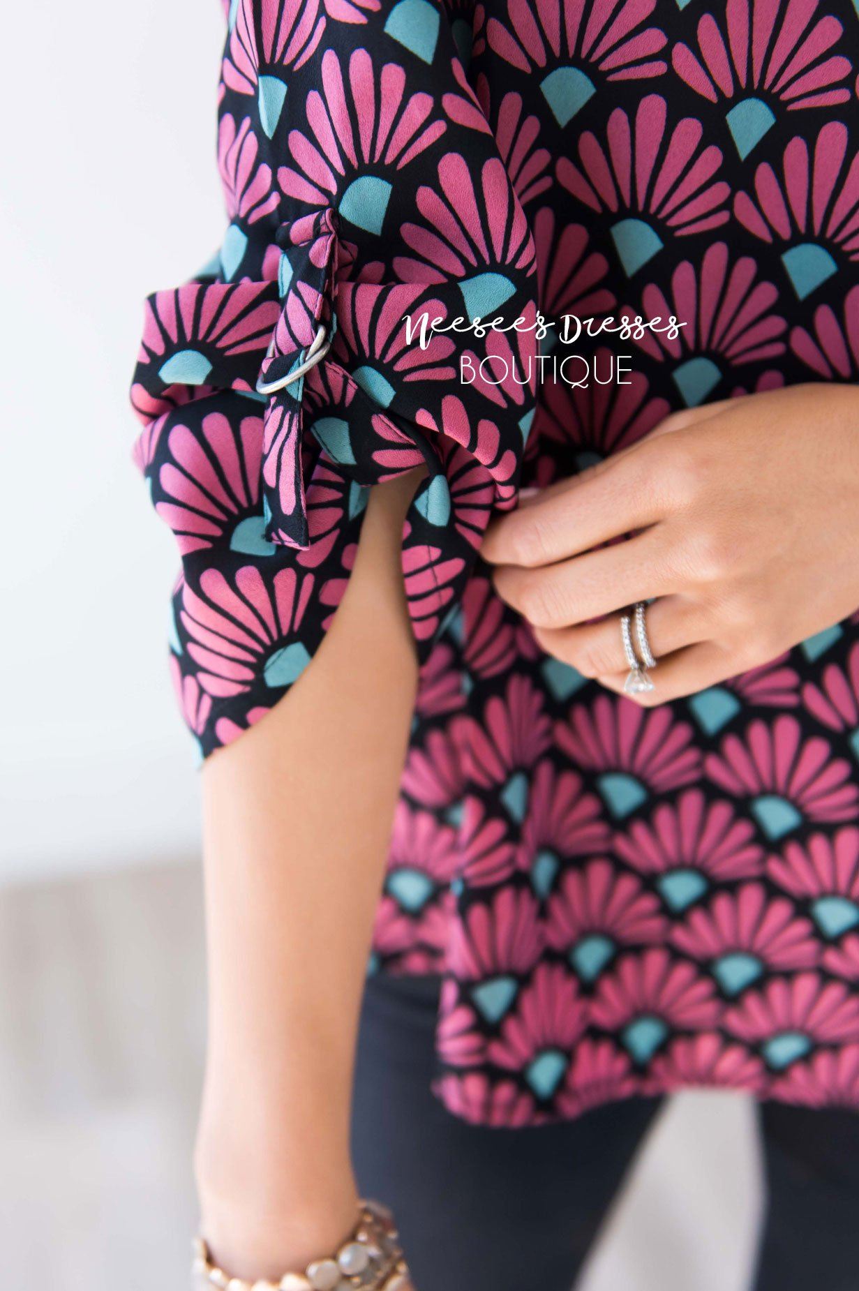 D-Ring Trim Blouse Tops vendor-unknown