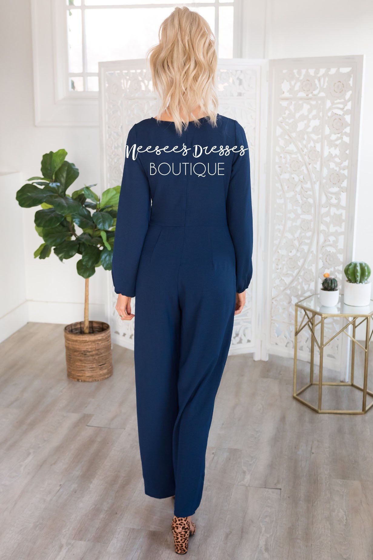 The Lolo Navy Jumpsuit Modest Dresses vendor-unknown