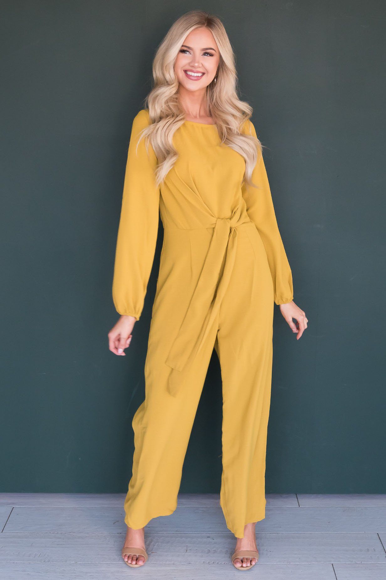The Lolo Mustard Jumpsuit Modest Dresses vendor-unknown