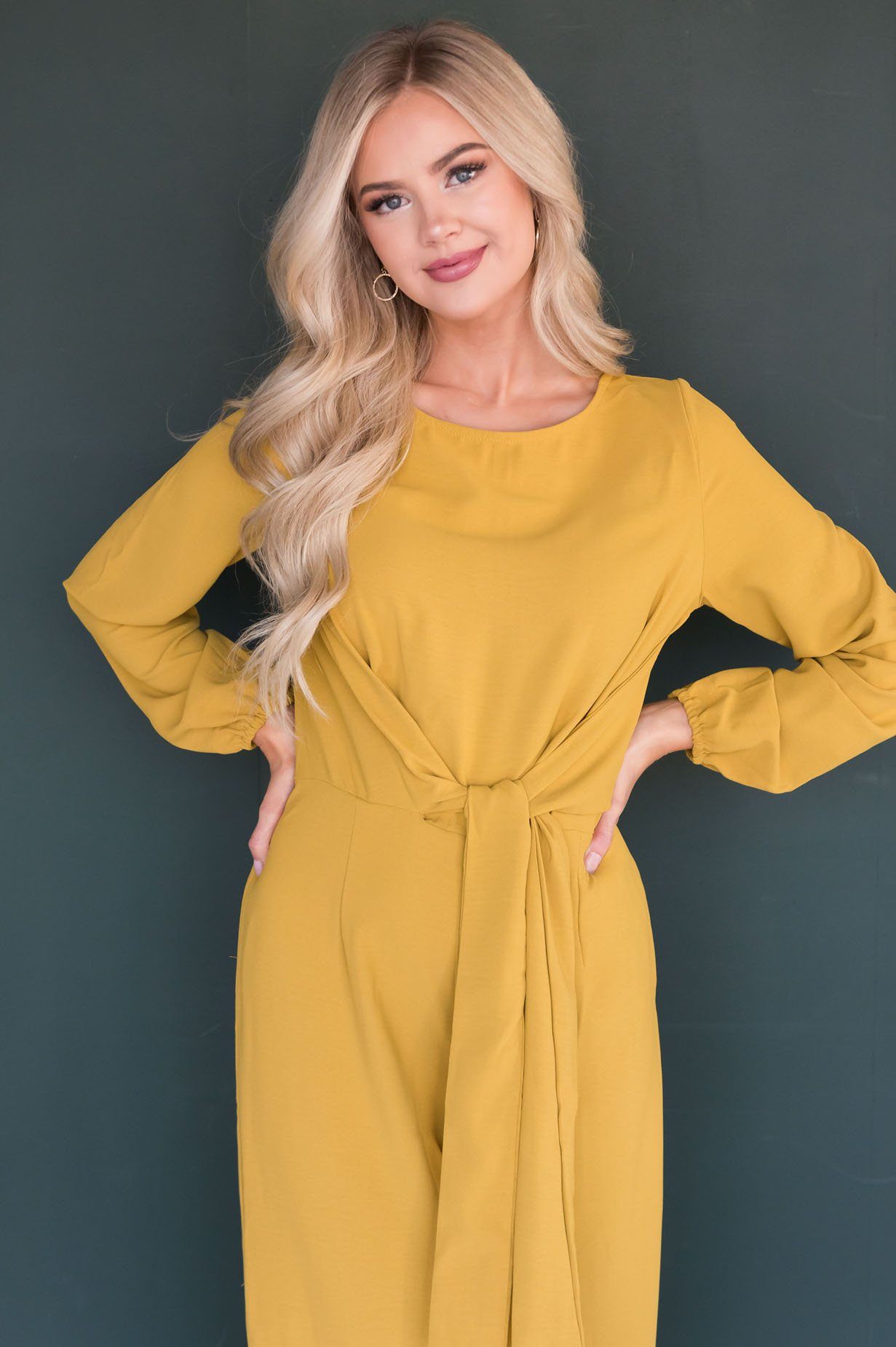 The Lolo Mustard Jumpsuit Modest Dresses vendor-unknown