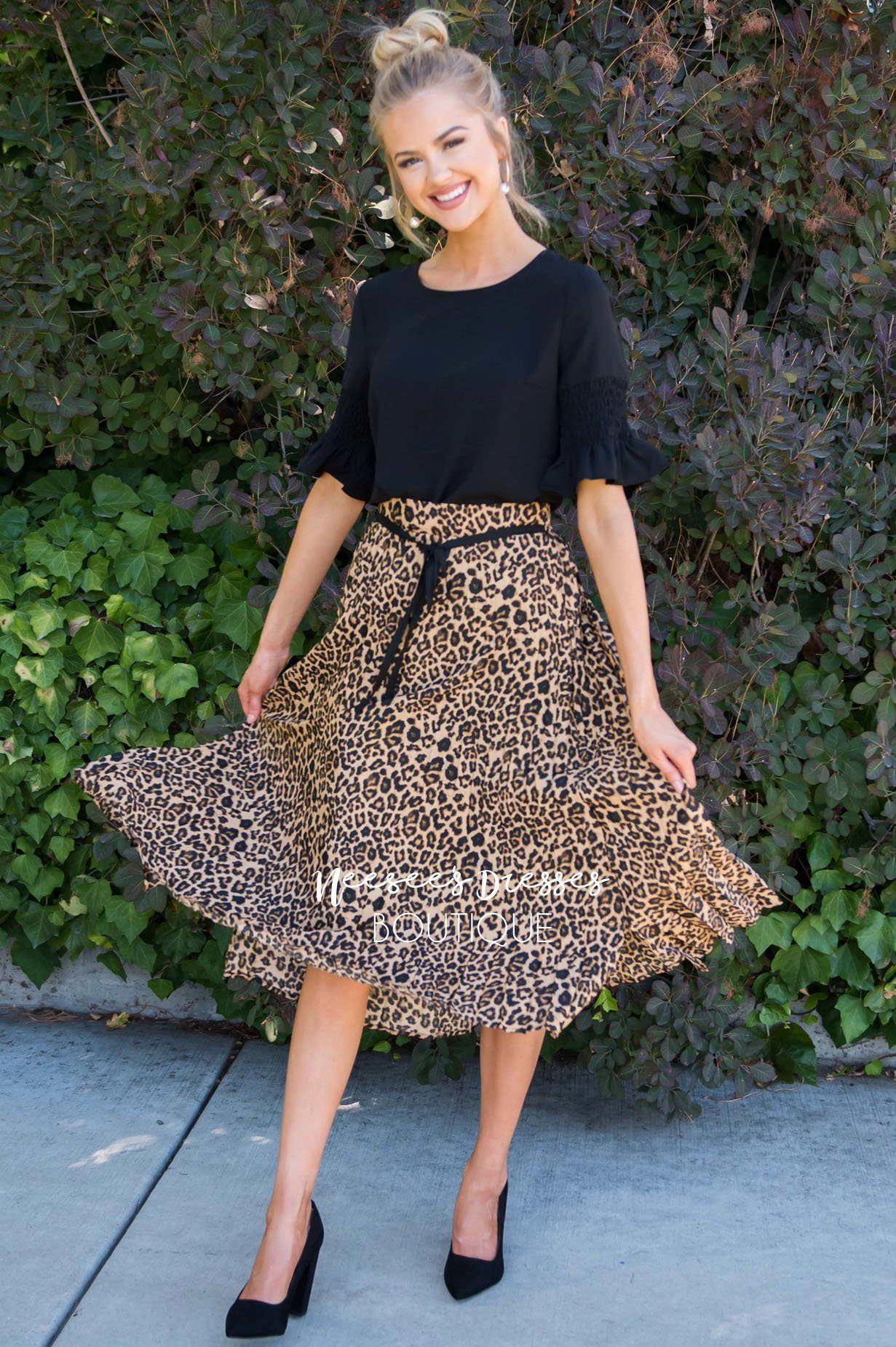 Lovely in Leopard Skirt Modest Dresses vendor-unknown