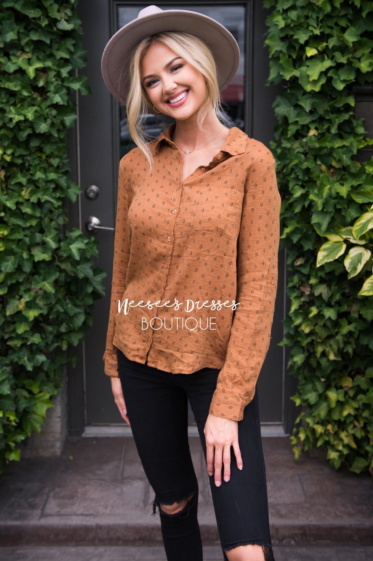 Dream Of Me Button Down Top Tops vendor-unknown