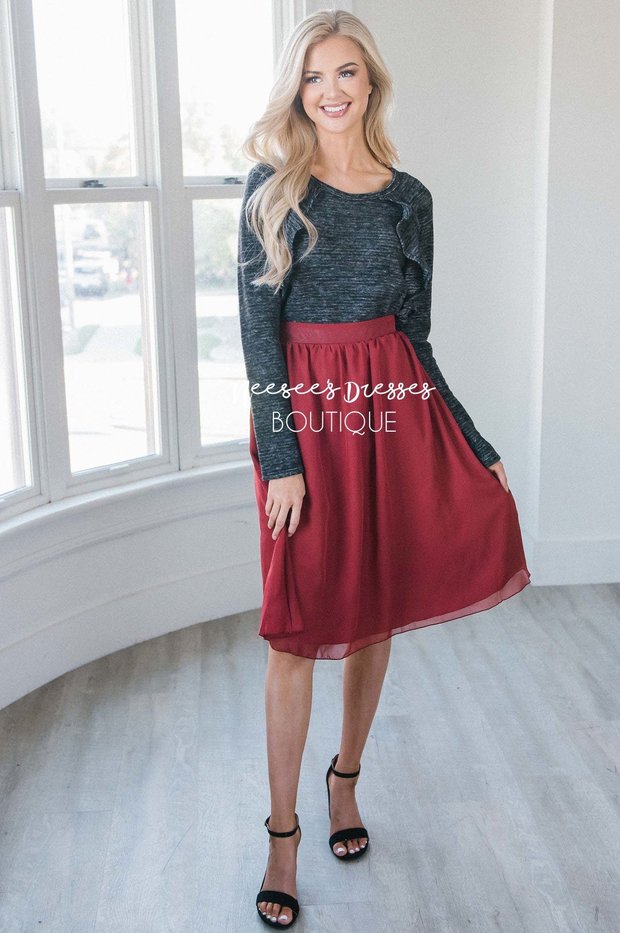 The Aria Ruffle Shoulder Sweater Tops vendor-unknown