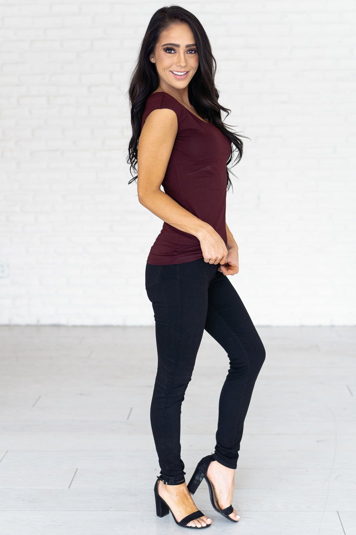 Cap Sleeve Modest Layering Tee Tops vendor-unknown