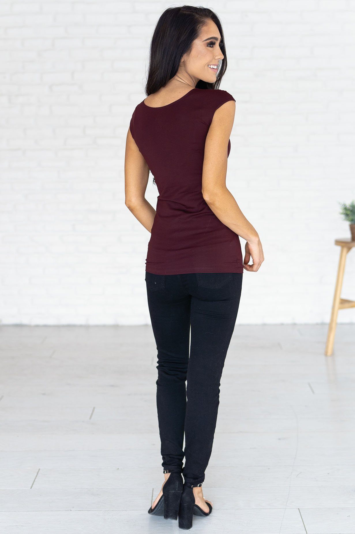 Cap Sleeve Modest Layering Tee Tops vendor-unknown