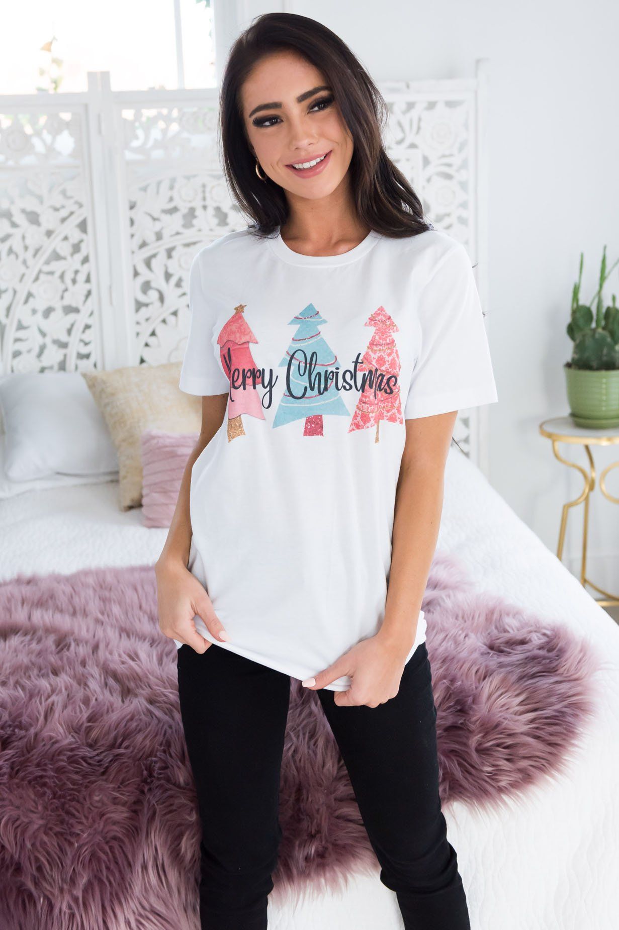 Merry Christmas Trees Modest Tee Modest Dresses vendor-unknown