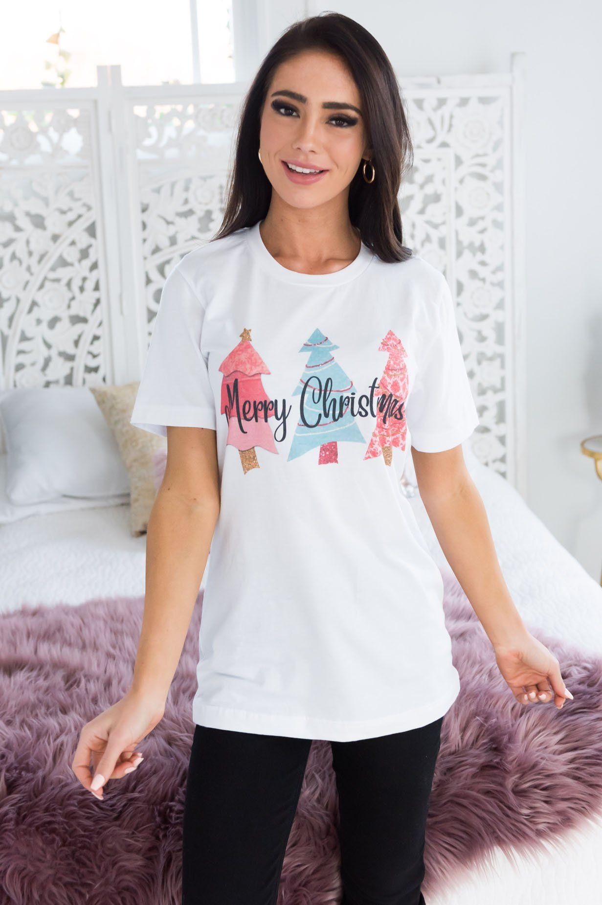 Merry Christmas Trees Modest Tee Modest Dresses vendor-unknown