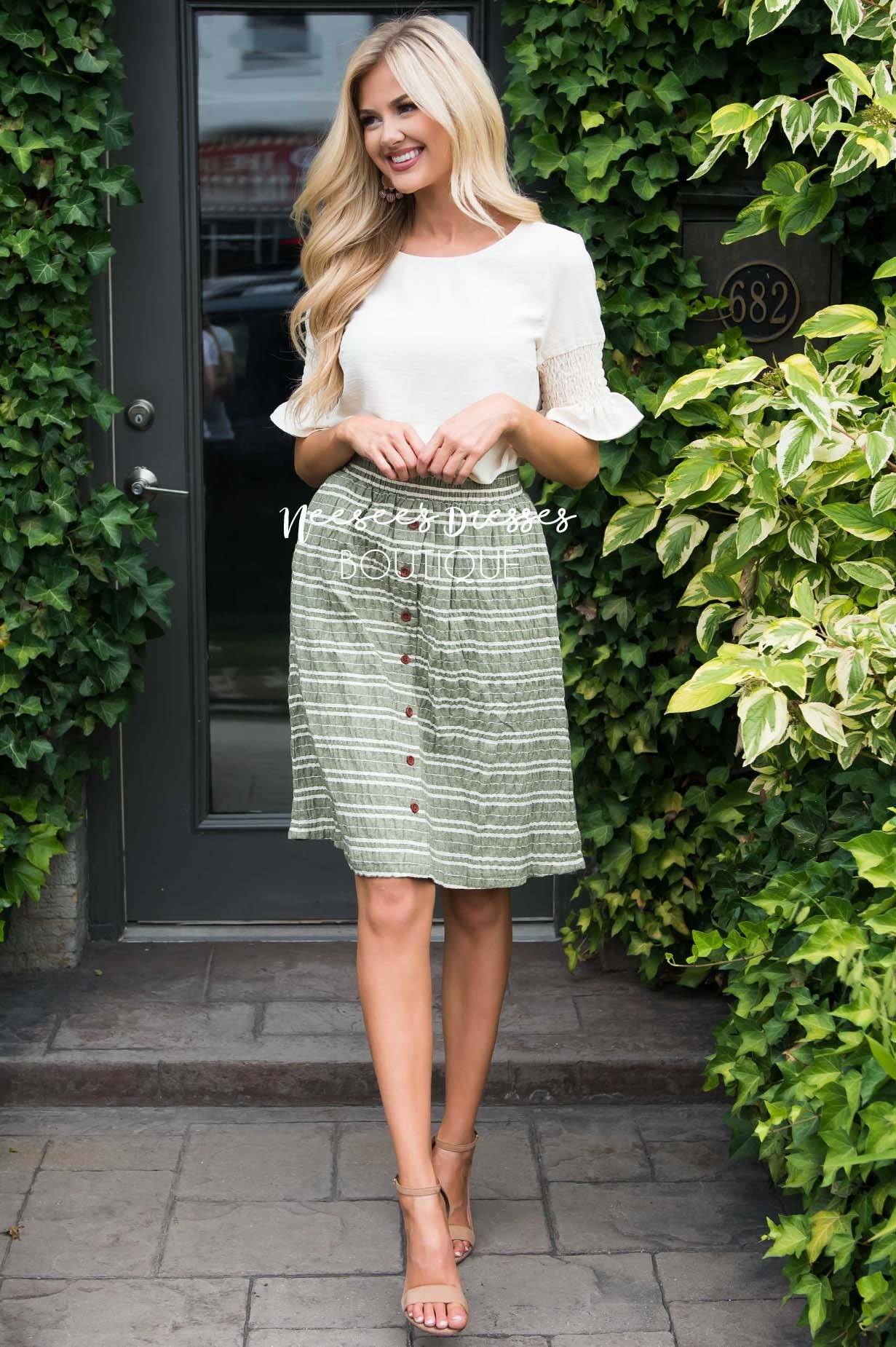 Burst Of Joy Striped Button Skirt Modest Dresses vendor-unknown