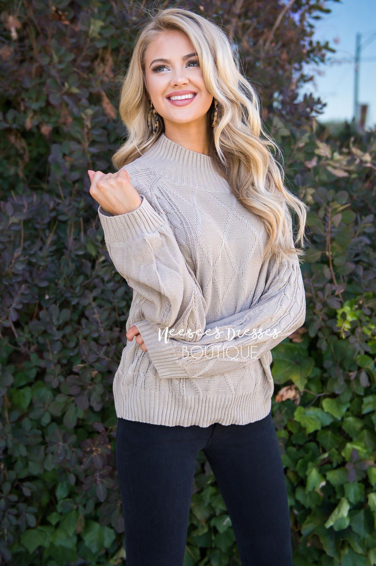 Missing Me cable knit sweater Tops vendor-unknown