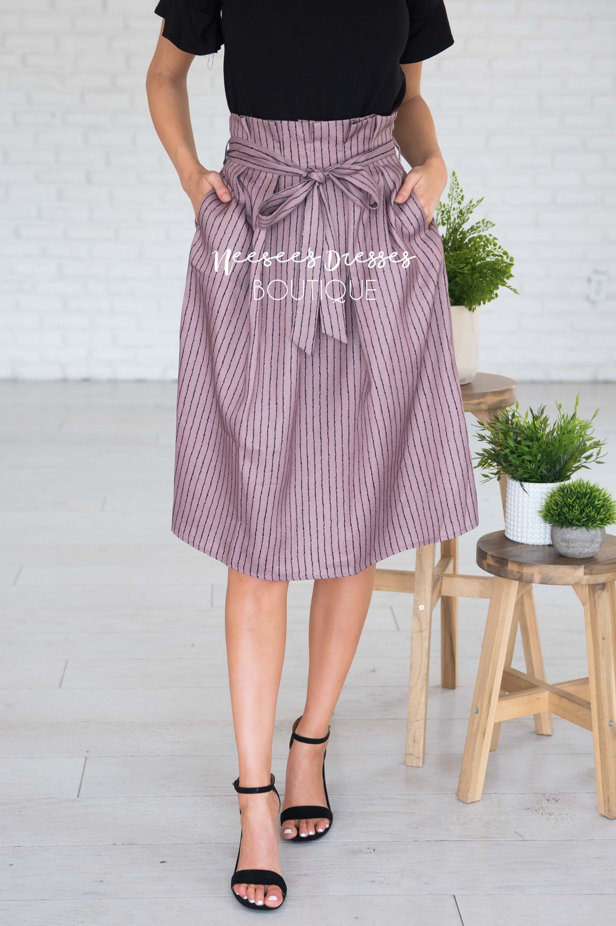 Forever Stylish Tie Waist Skirt Modest Dresses vendor-unknown