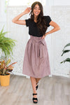 Forever Stylish Tie Waist Skirt Modest Dresses vendor-unknown