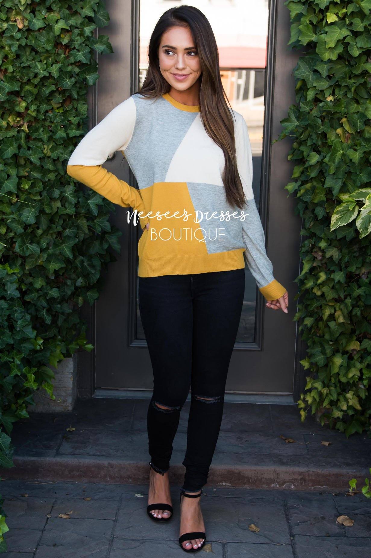 Pay it Forward block sweater Tops vendor-unknown