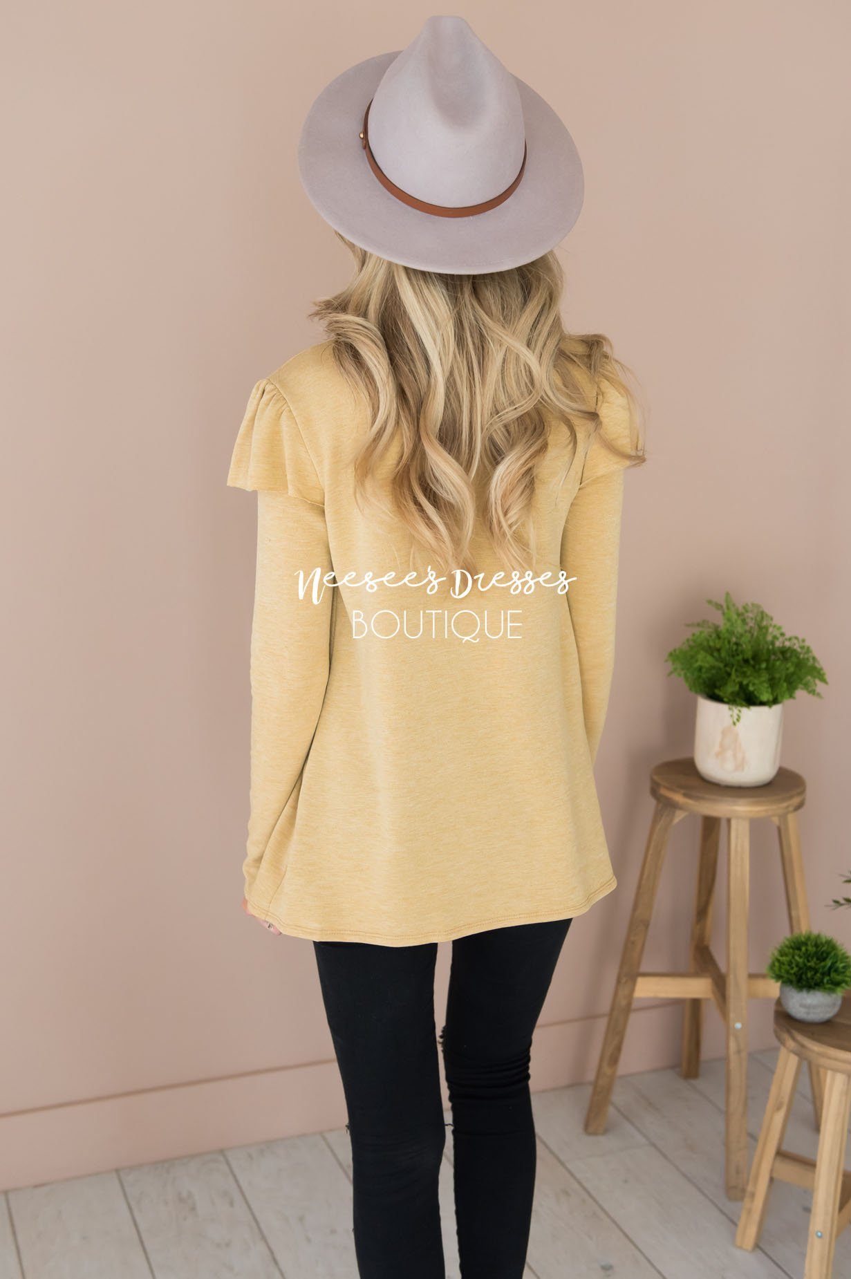 You're So Beautiful Ruffle Sleeve Top Modest Dresses vendor-unknown