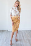 Corduroy Button Detail Skirt Skirts vendor-unknown