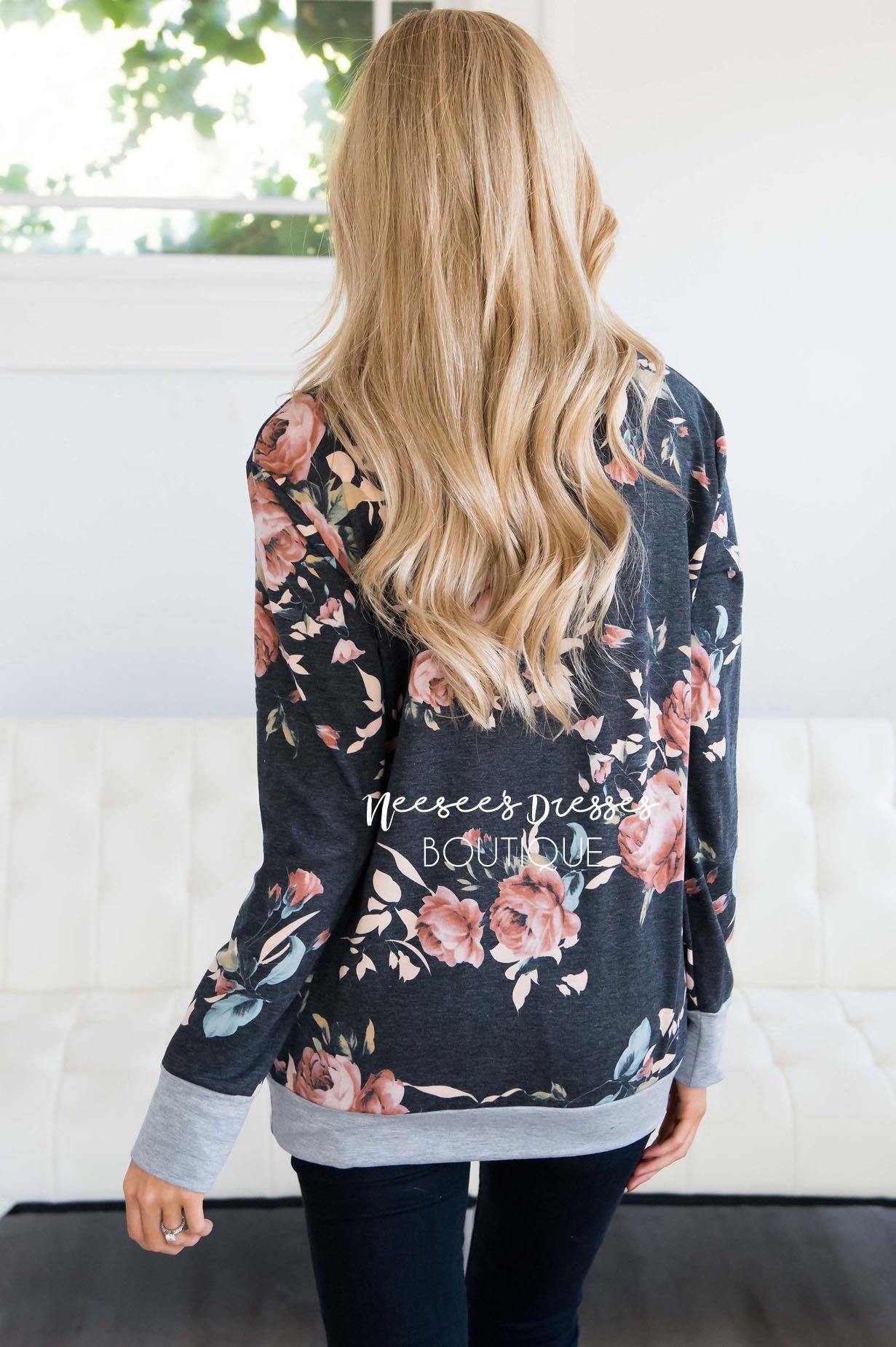 When The Stars Align Floral Sweater Tops vendor-unknown