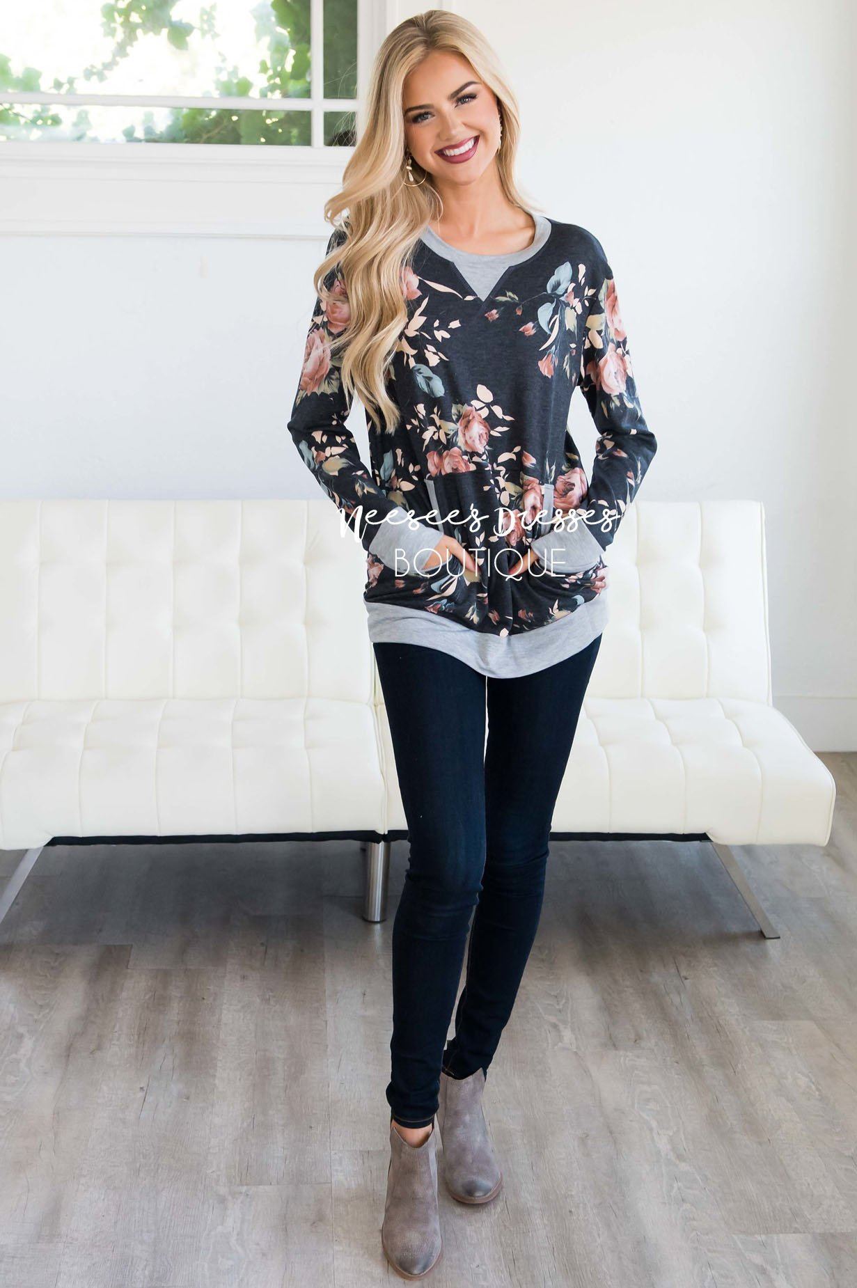 When The Stars Align Floral Sweater Tops vendor-unknown