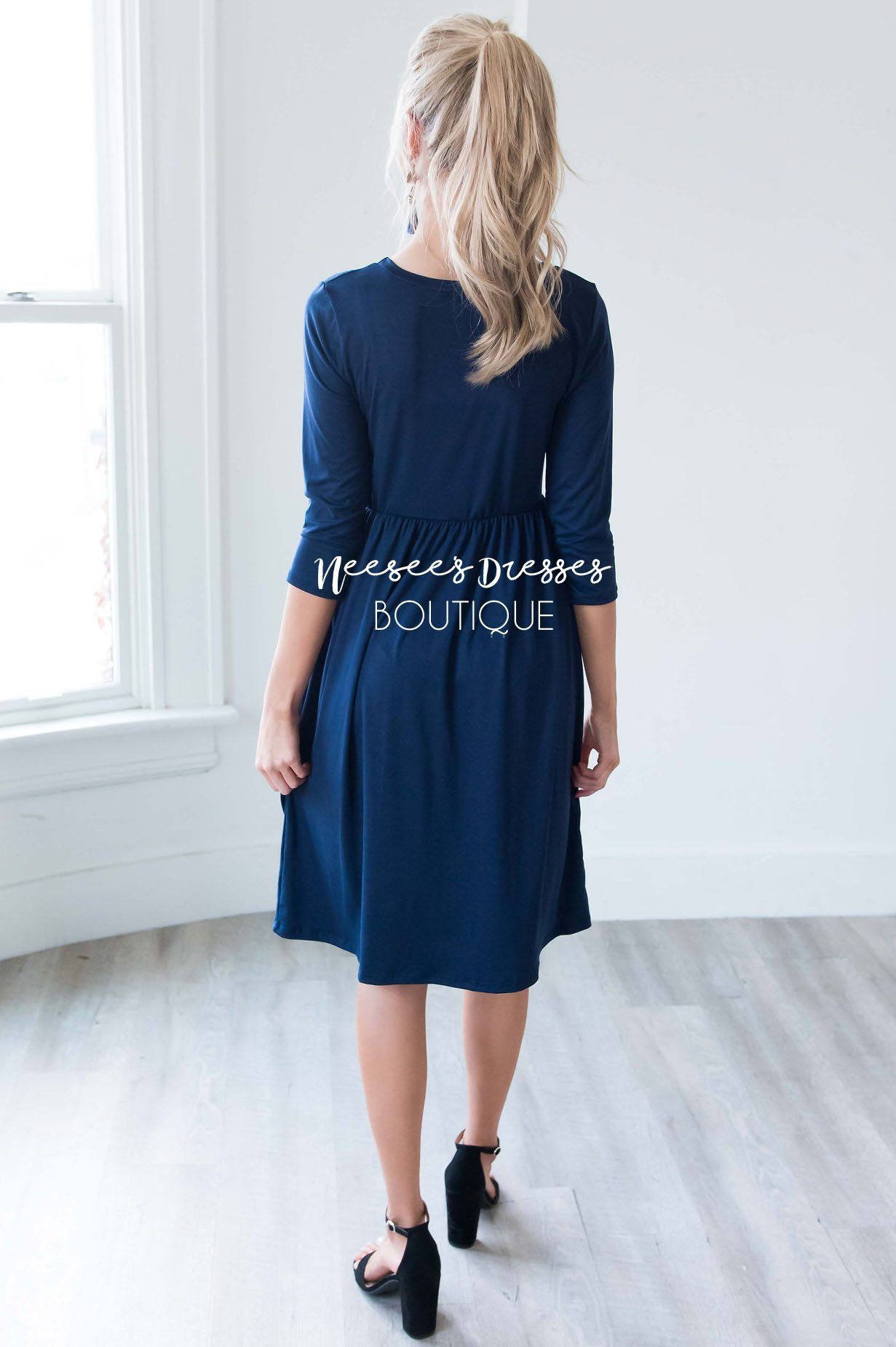 The Poppy 3/4 Length Sleeves Modest Dresses vendor-unknown