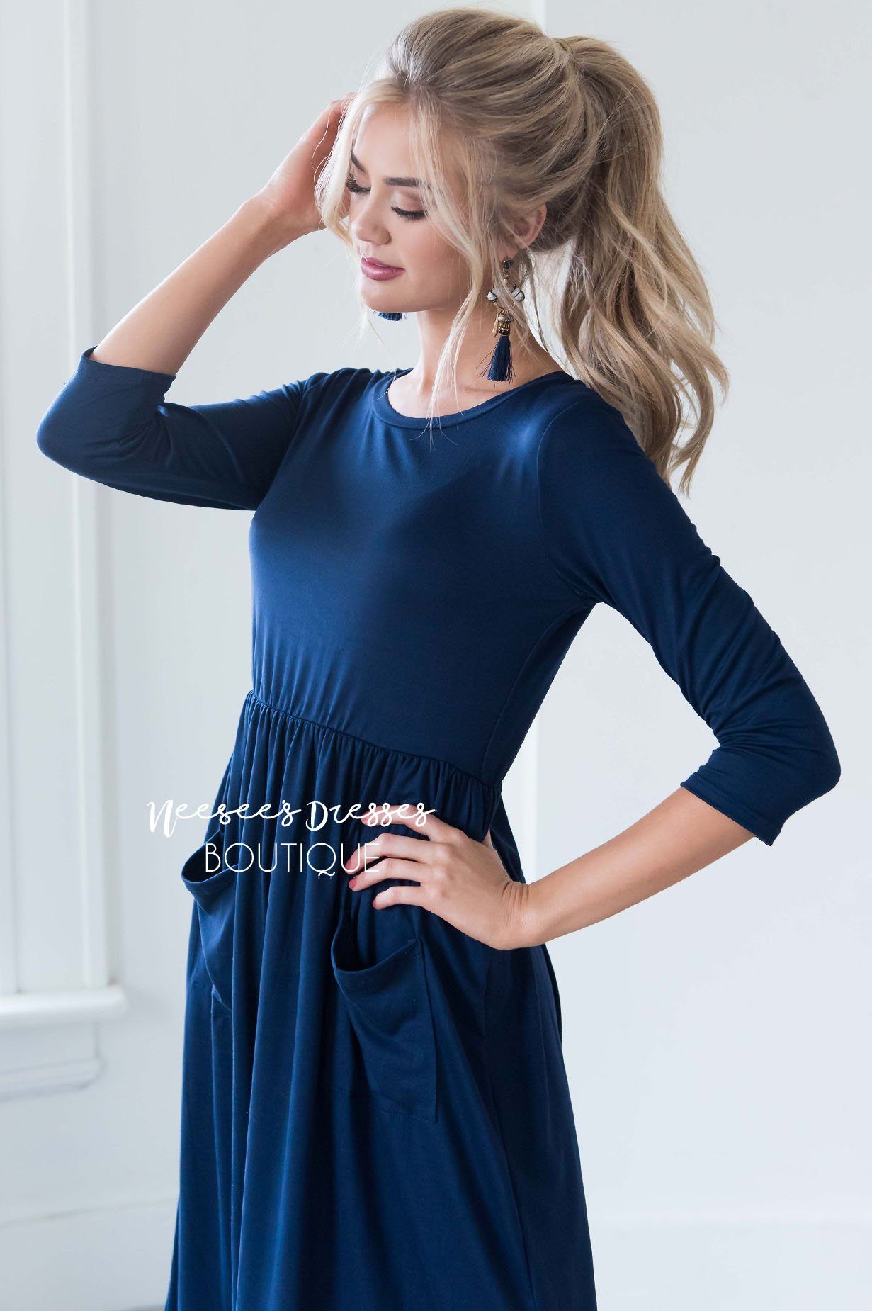 The Poppy 3/4 Length Sleeves Modest Dresses vendor-unknown