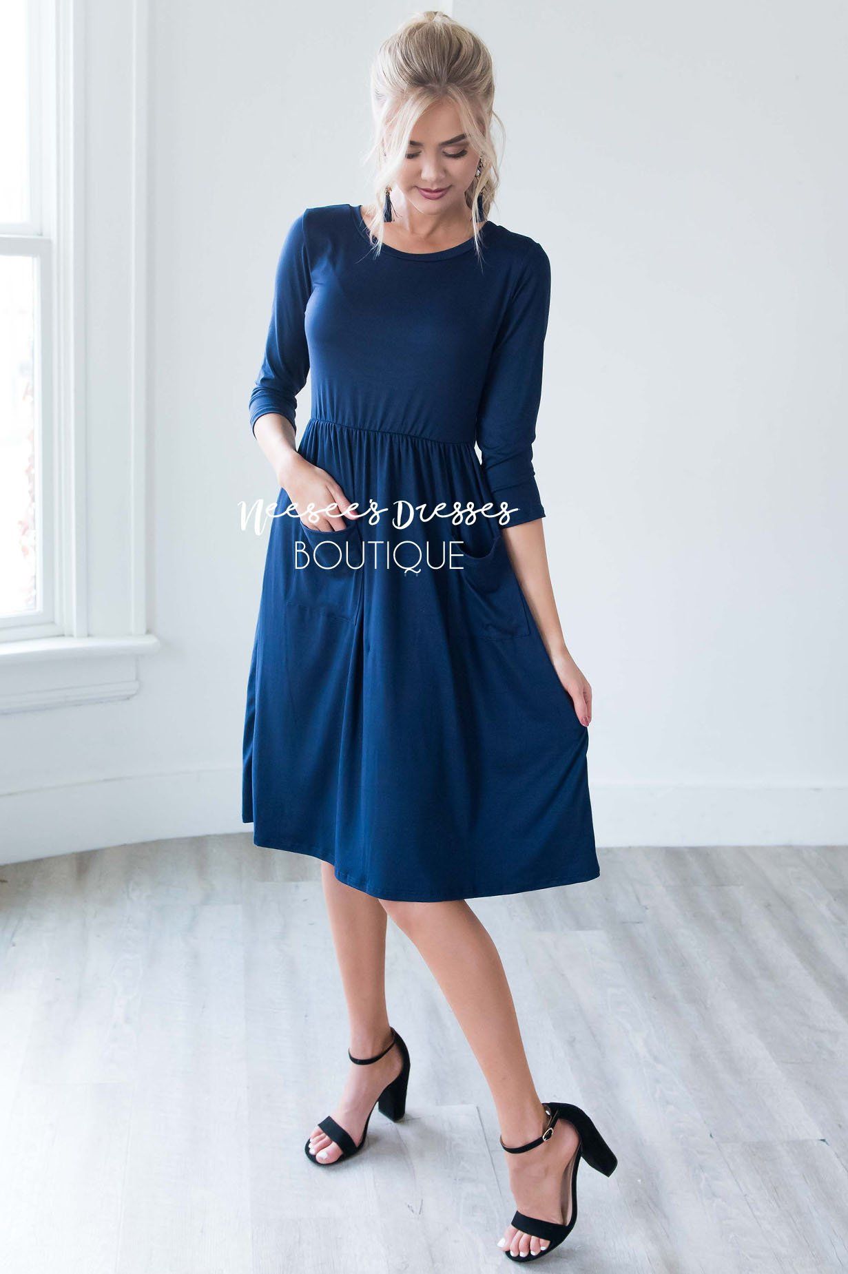 The Poppy 3/4 Length Sleeves Modest Dresses vendor-unknown