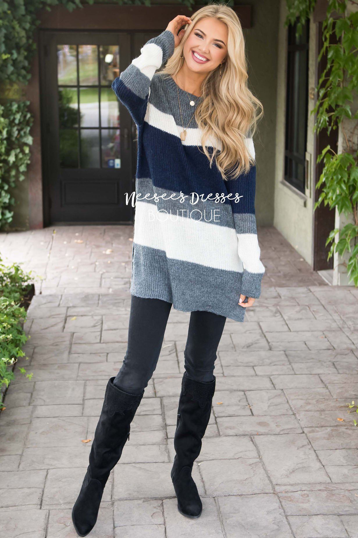 Glowing Fondness Striped Sweater Tops vendor-unknown