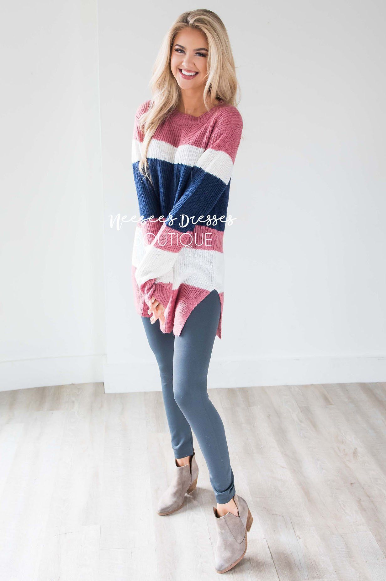 Glowing Fondness Striped Sweater Tops vendor-unknown