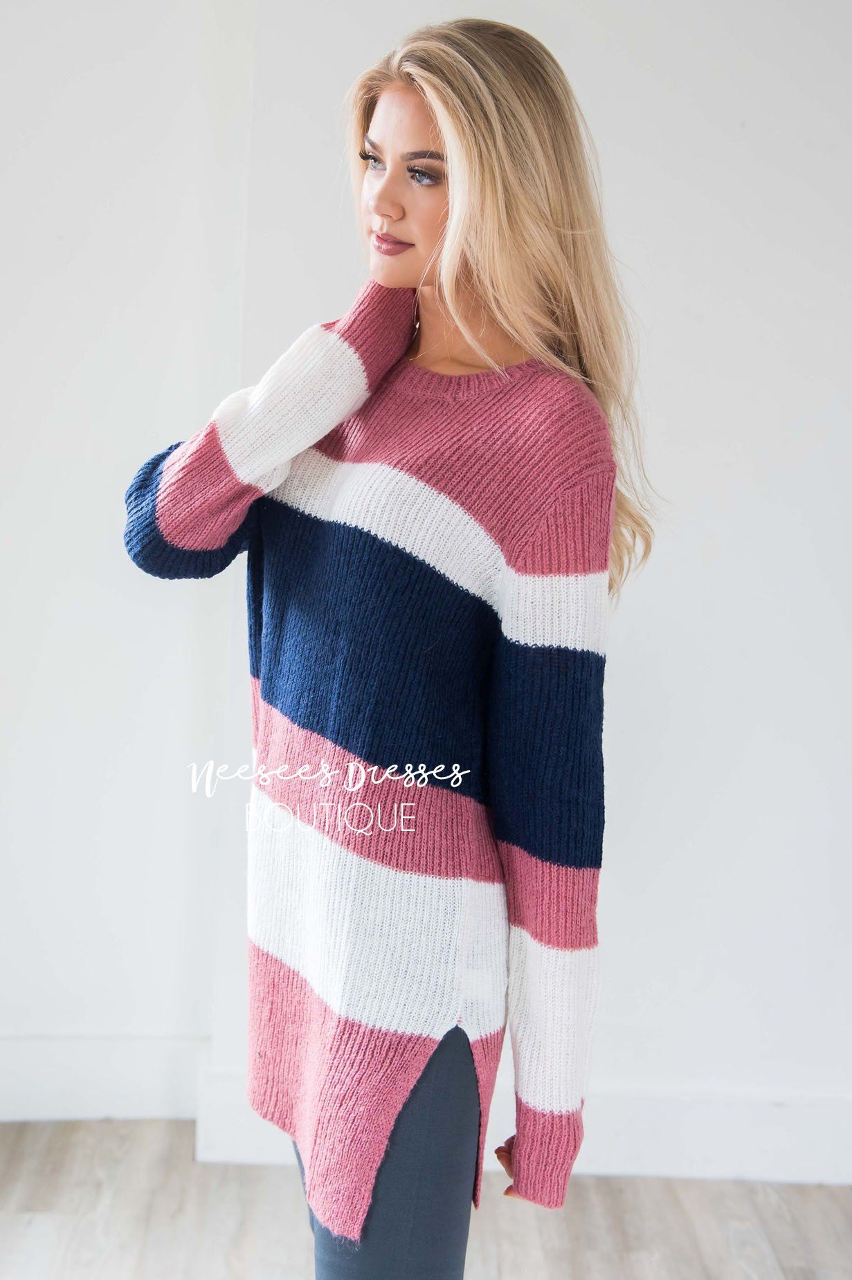 Glowing Fondness Striped Sweater Tops vendor-unknown