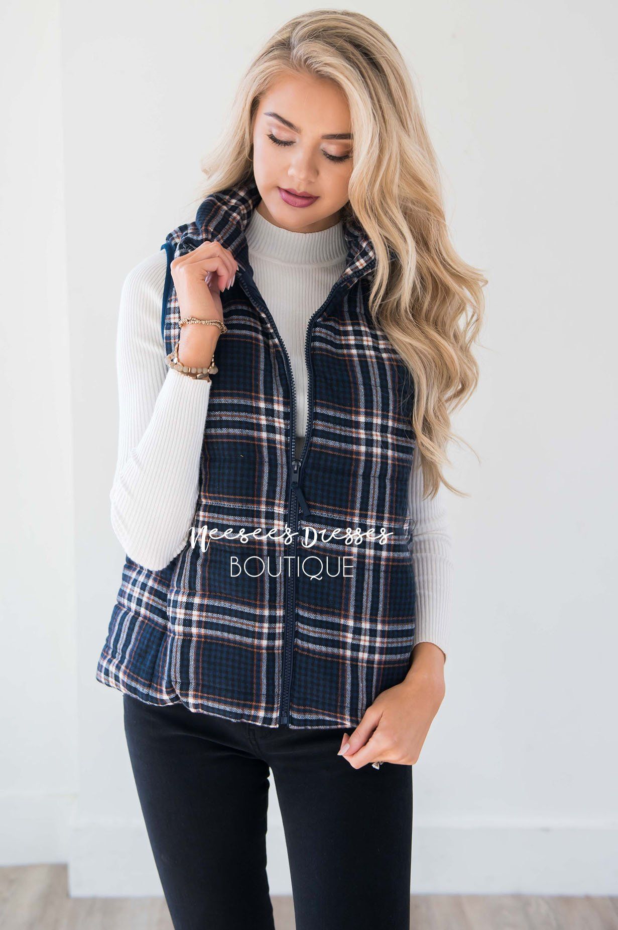 Winter Wishes Plaid Vest Tops vendor-unknown